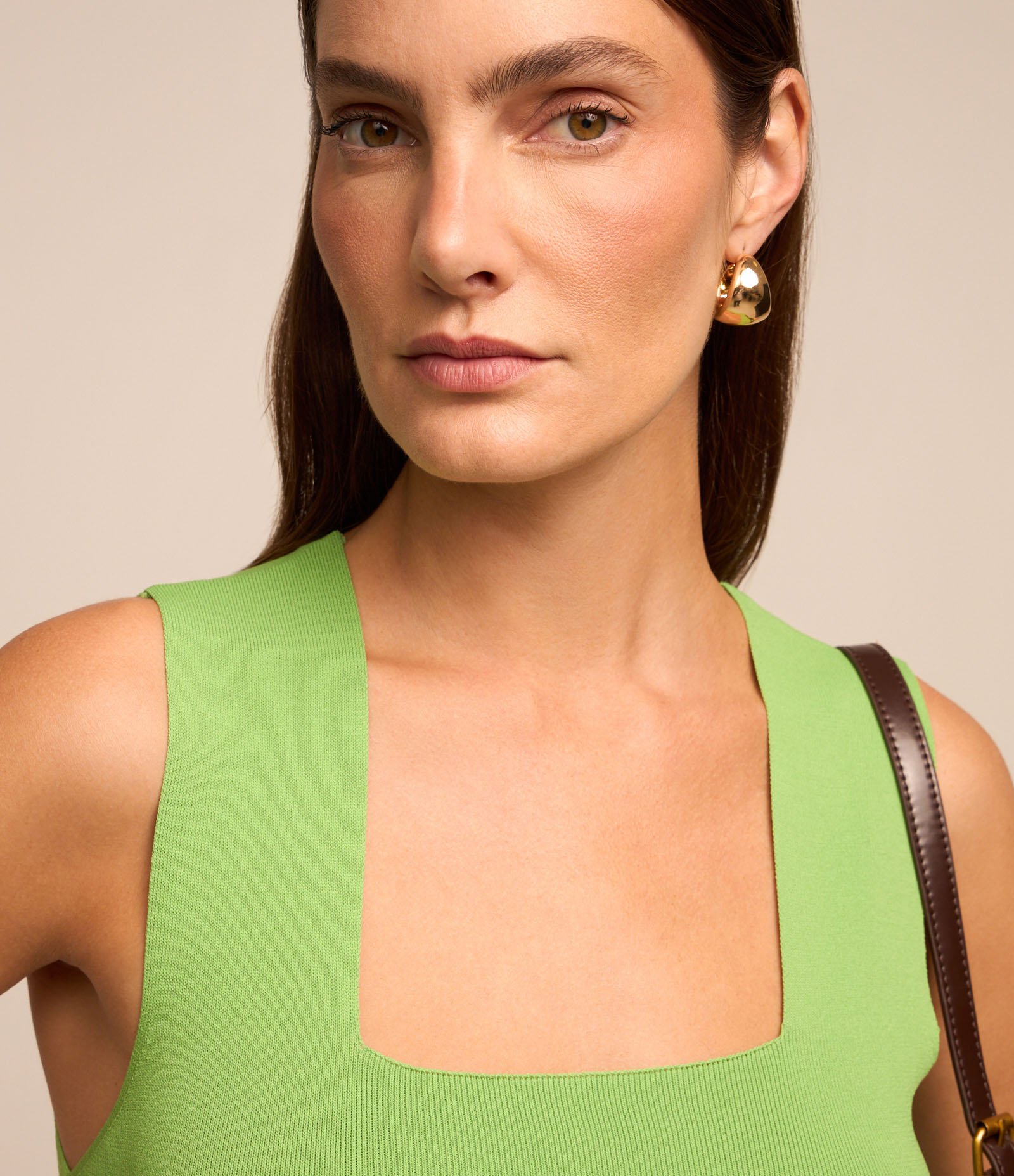 Blusa em Tricô com Decote Quadrado Verde Limão 1