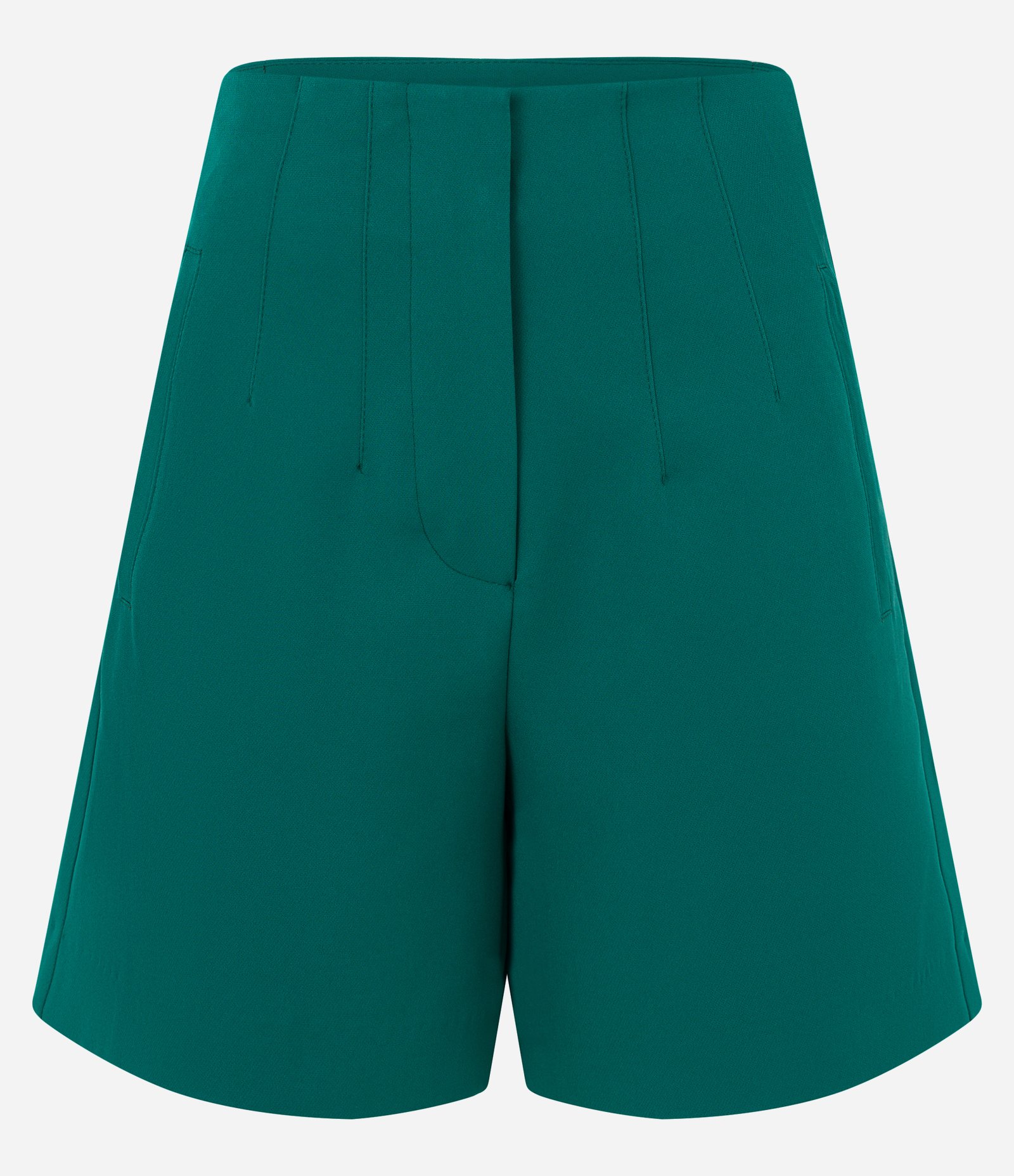 Short Alfaiatado Cintura Alta com Pences e Bolsos Verde Floresta 5