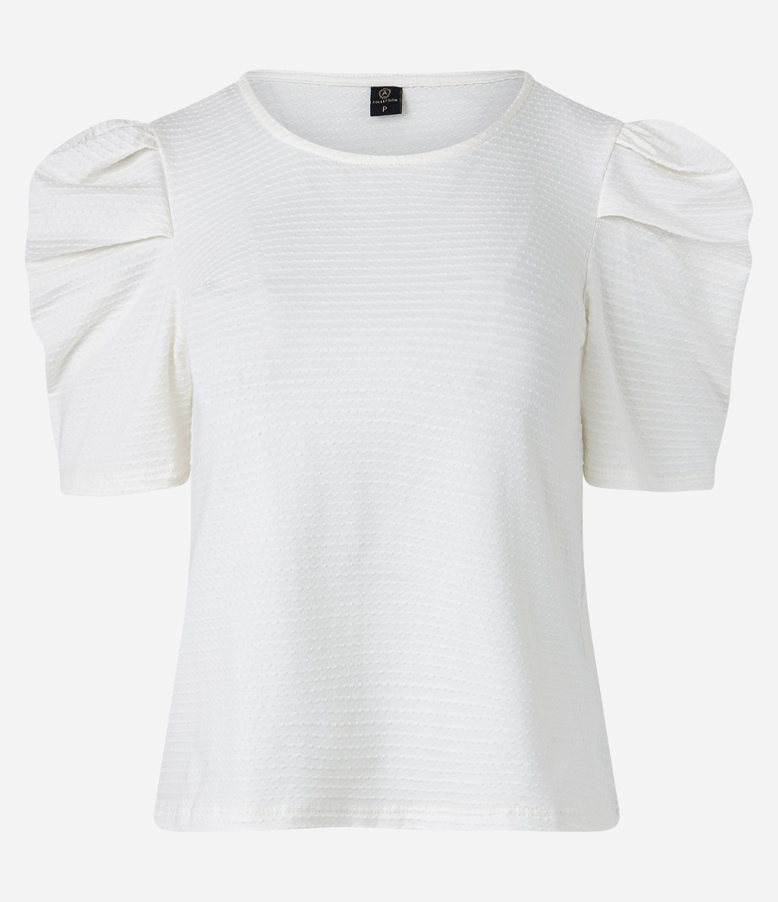 Blusa Texturizada em Algodão com Mangas Bufantes Off White 1