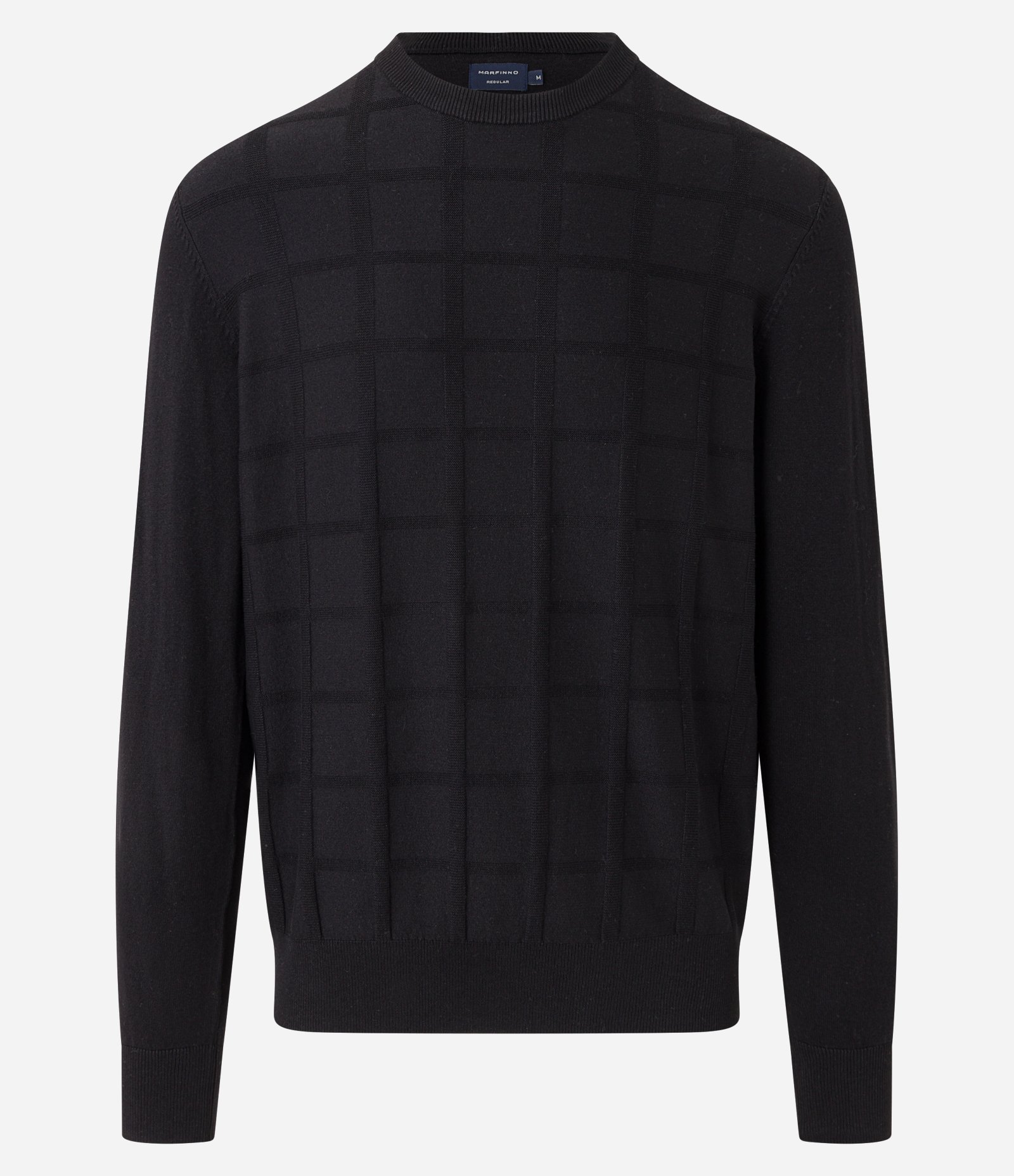 Suéter em Tricô com Textura Quadriculada Preto 6