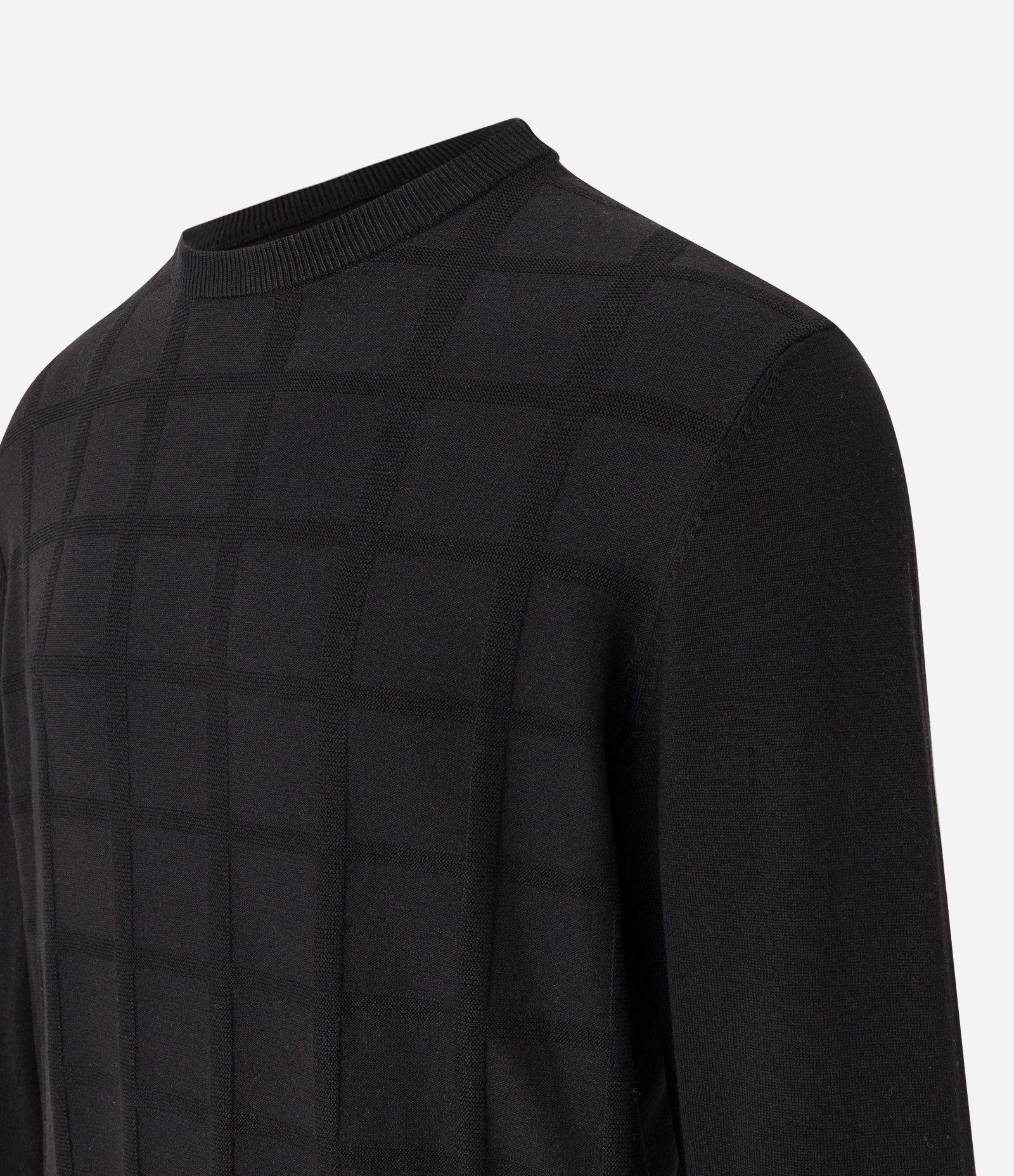 Suéter em Tricô com Textura Quadriculada Preto 7