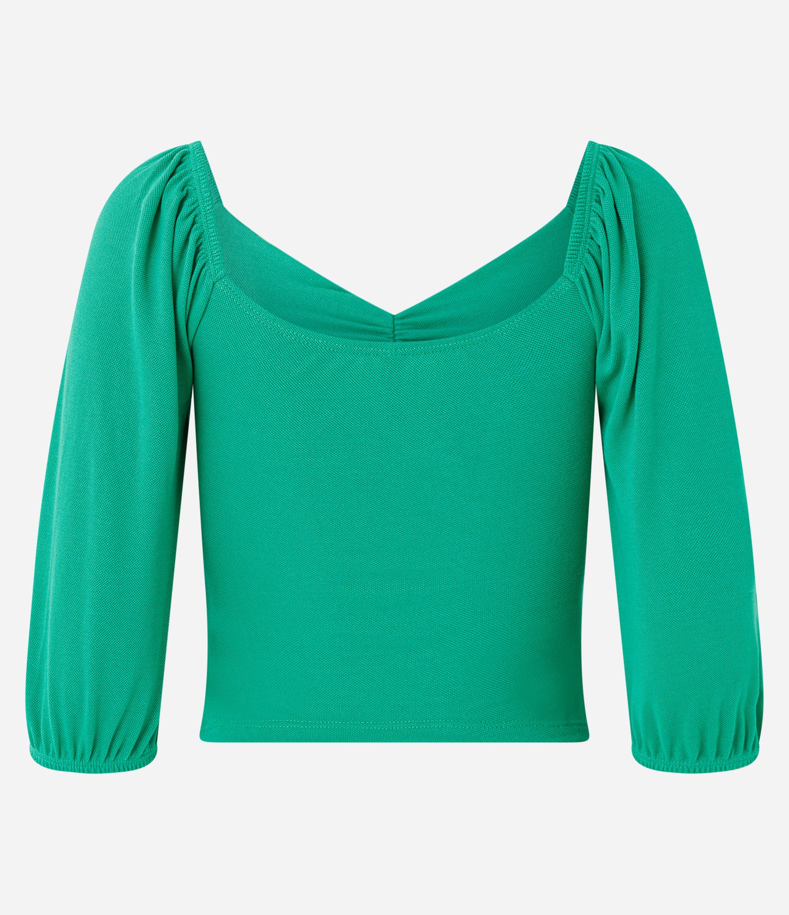 Blusa em Piquet com Franzido no Busto e Manga 3/4 Verde 2