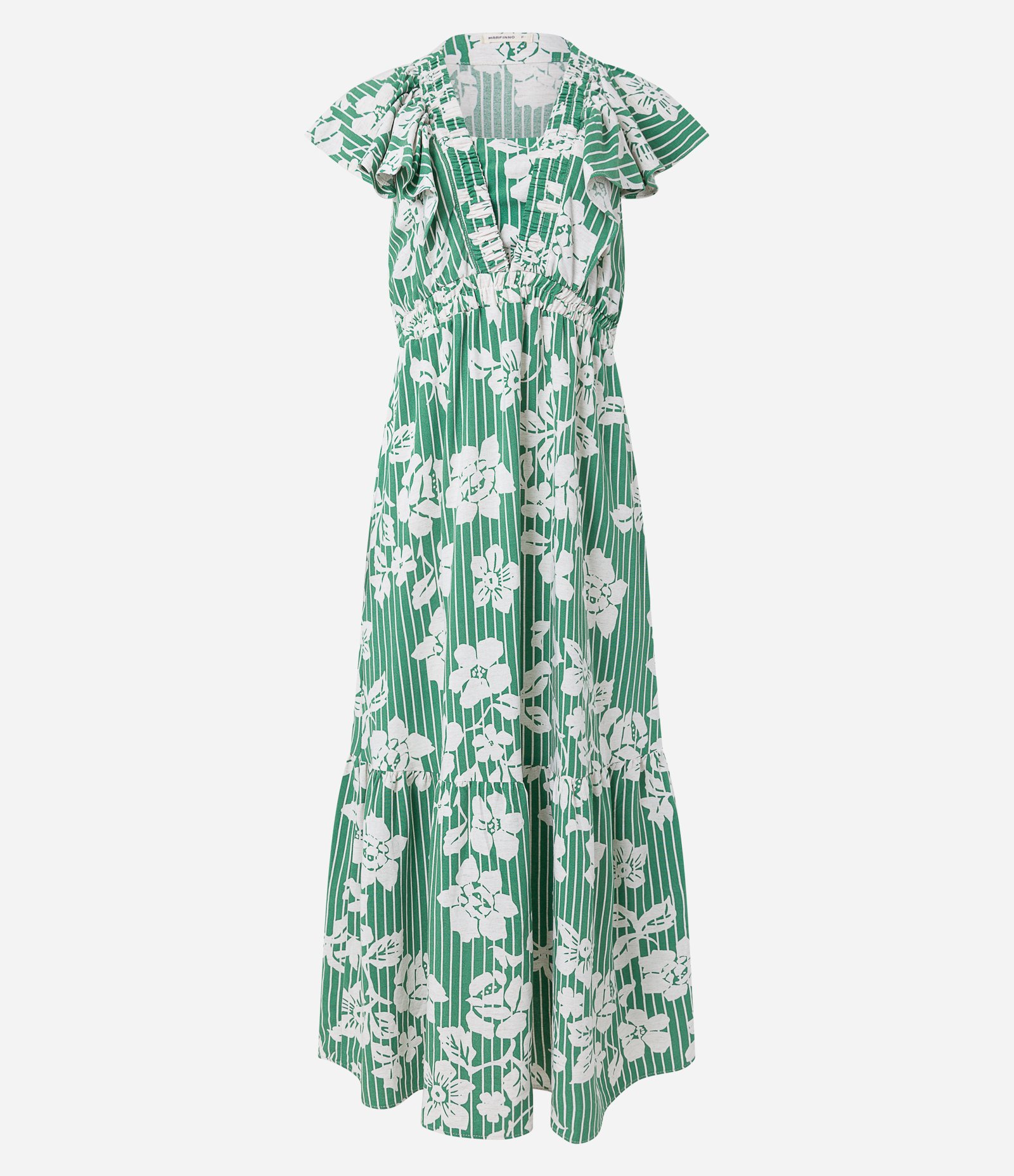 Vestido Midi em Viscolinho com Decote V e Estampa de Flores Verde 7