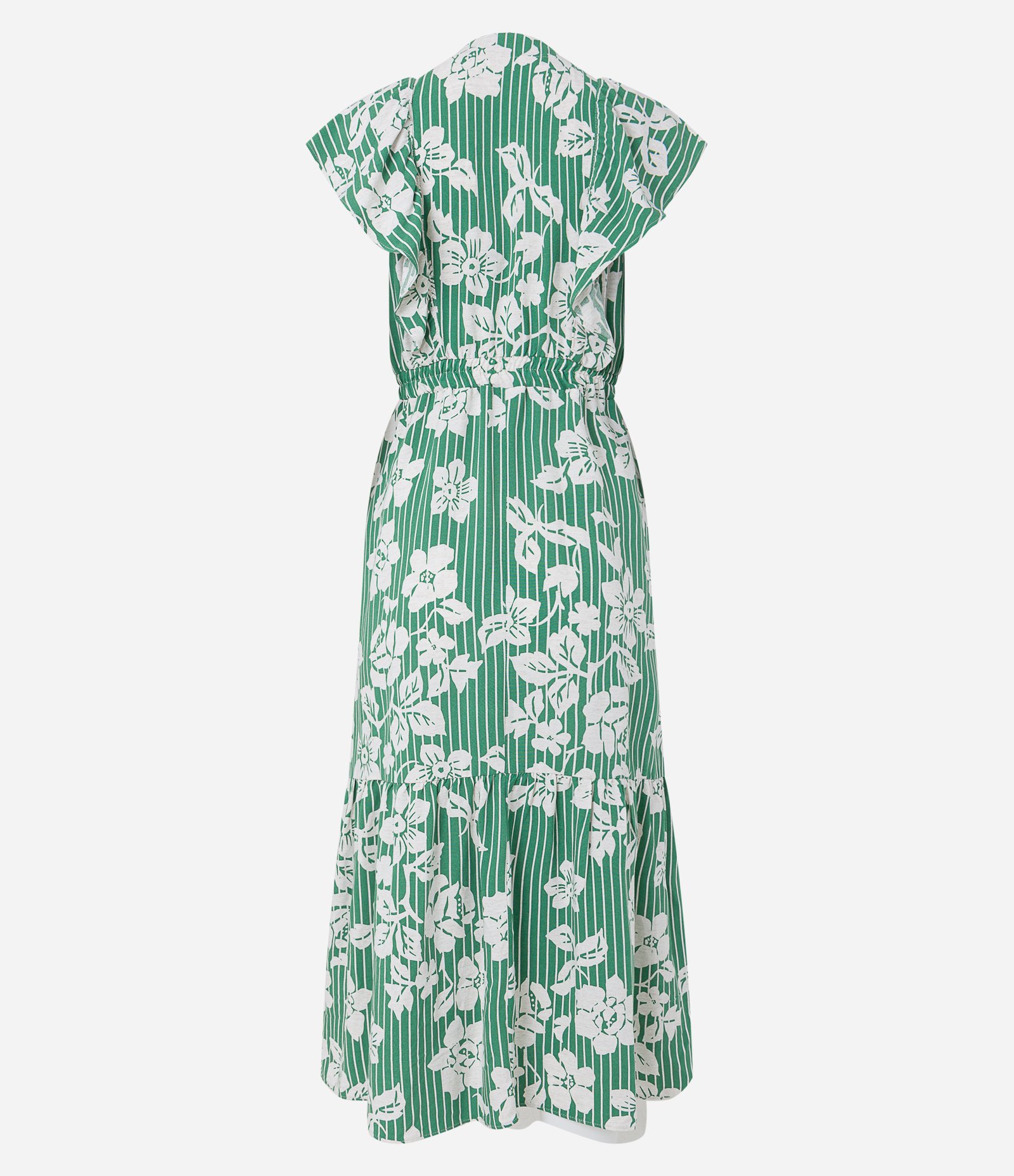 Vestido Midi em Viscolinho com Decote V e Estampa de Flores Verde 8