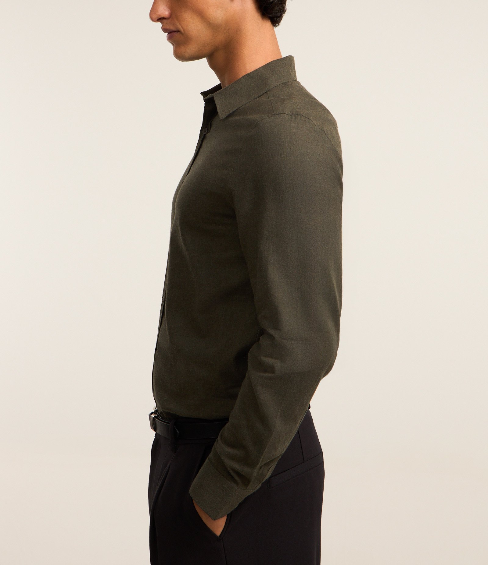 Camisa em Algodão com Botões Frontais e Efeito Mescla Verde 3