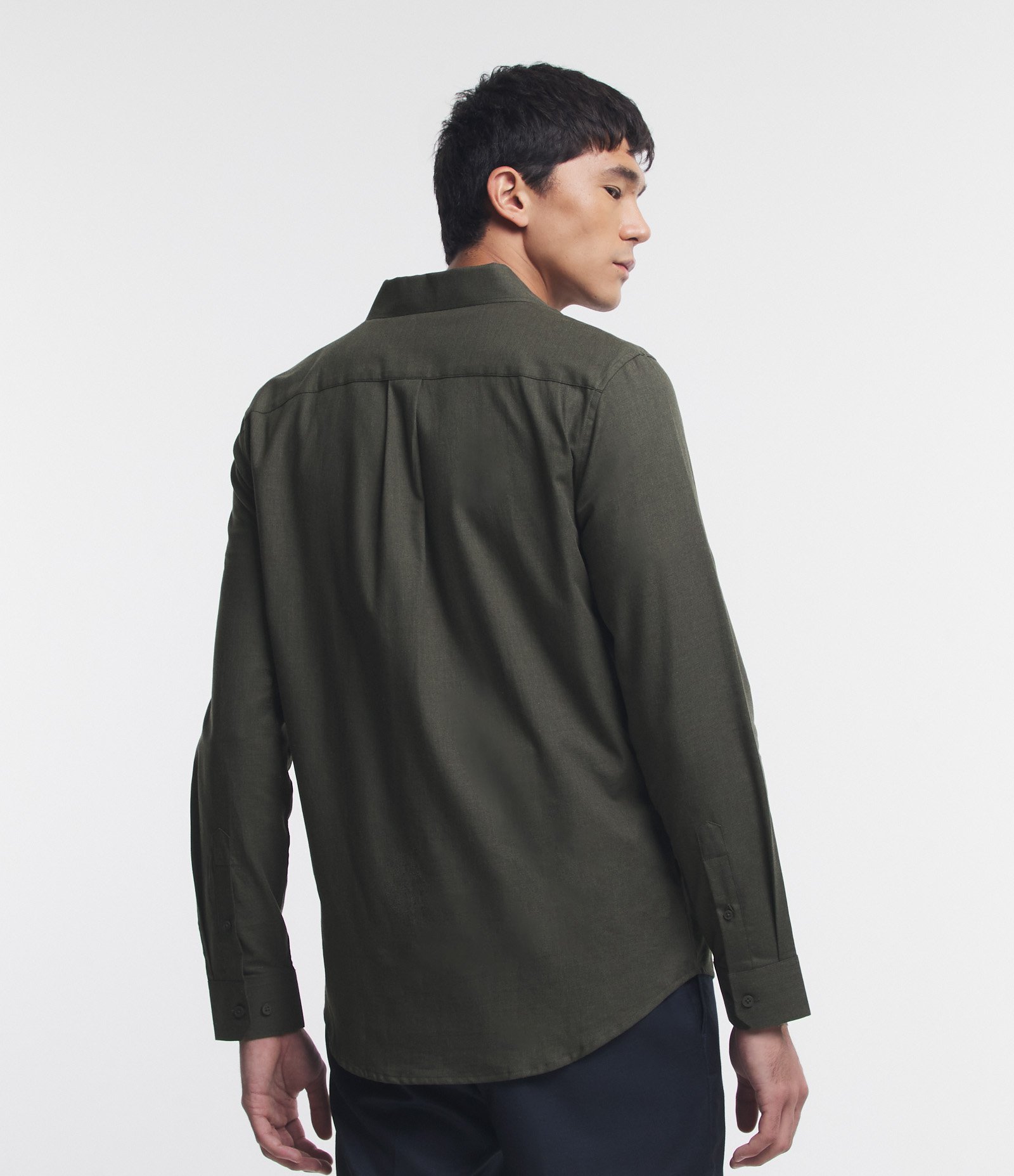 Camisa em Algodão com Botões Frontais e Efeito Mescla Verde 5