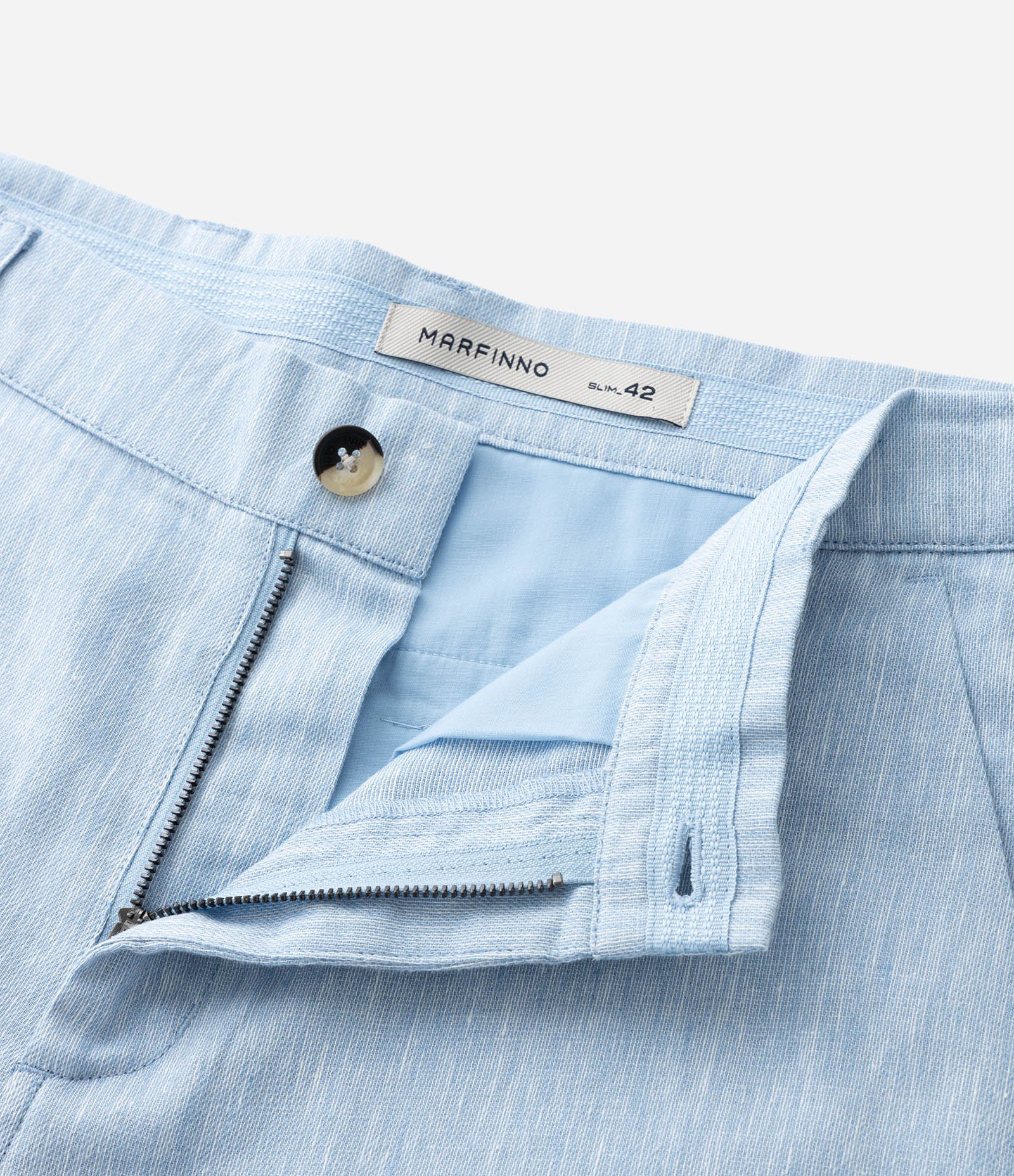 Bermuda Slim Texturizada em Linho com Algodão Azul Claro 7