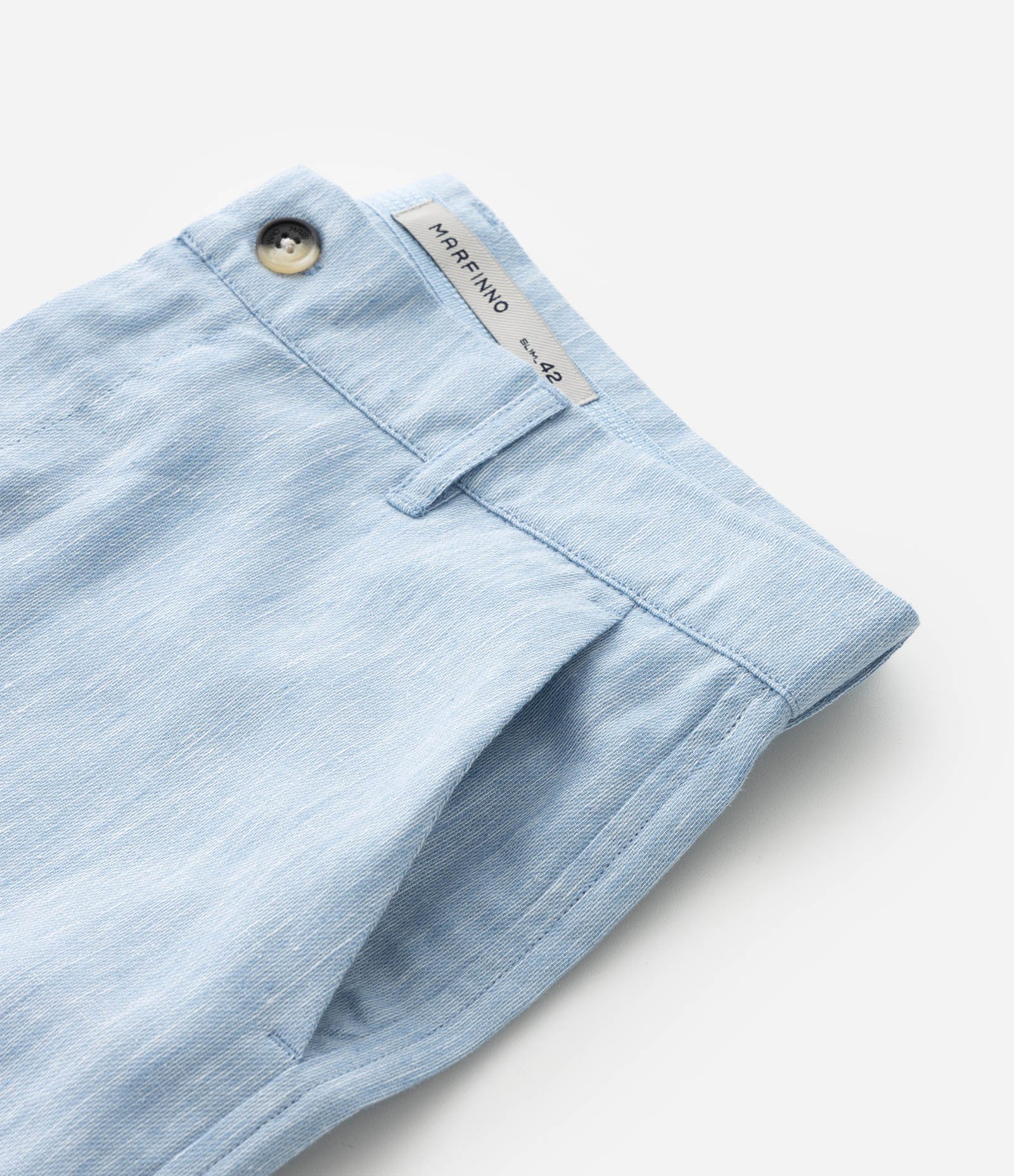 Bermuda Slim Texturizada em Linho com Algodão Azul Claro 10