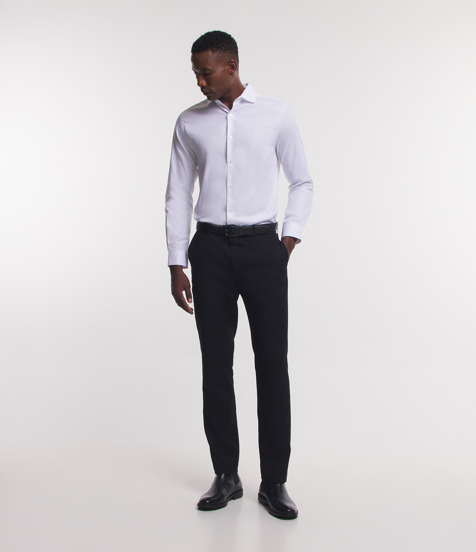 Camisa em Tricoline com Gola Lapela e Textura Mercerizada Branco 2