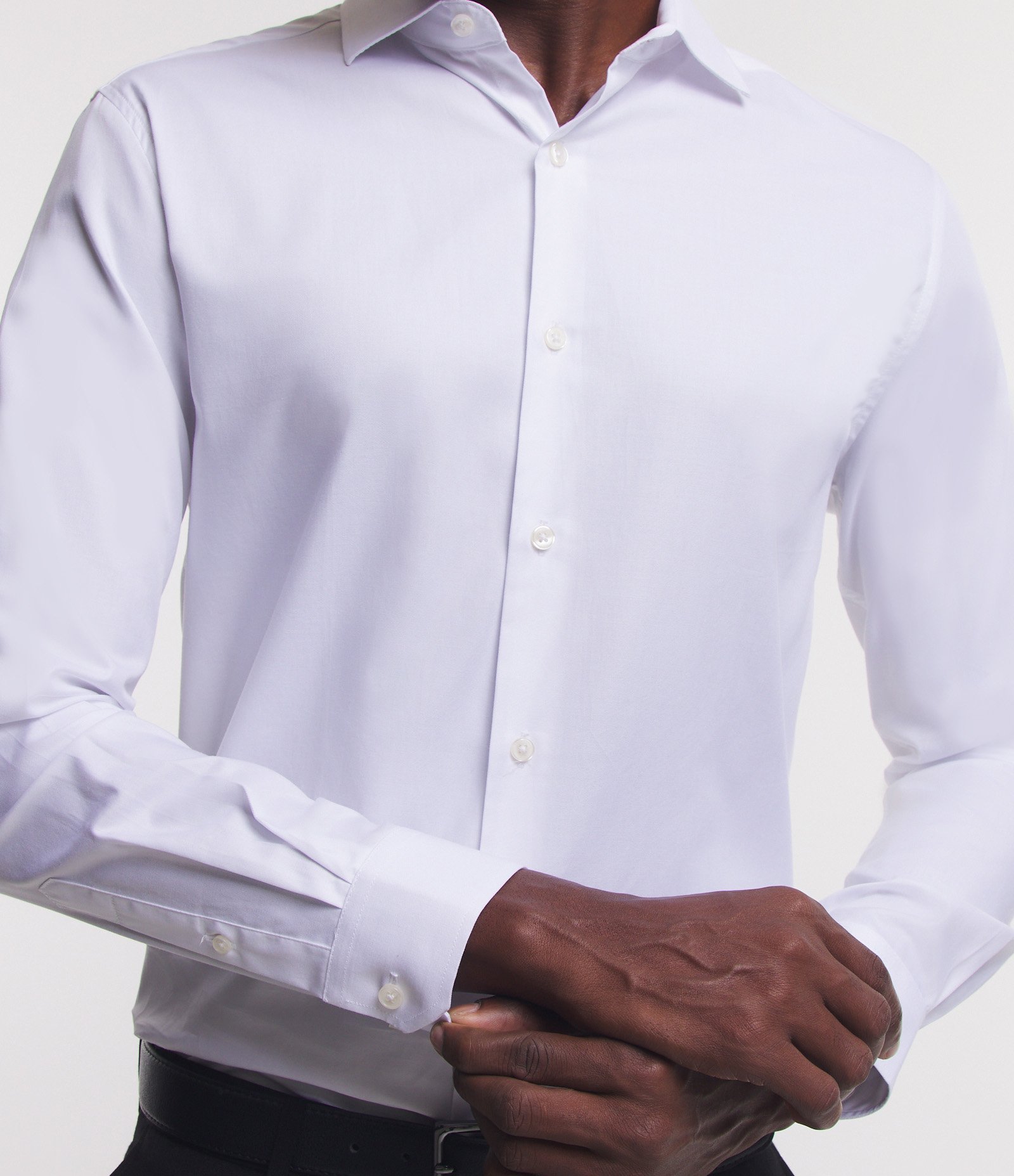Camisa em Tricoline com Gola Lapela e Textura Mercerizada Branco 6