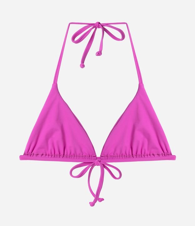 Bikini Top Triangular Fruncido Básico en Poliamida Rosado