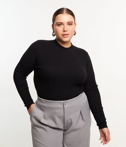 Suéter Slim Canelado em Tricô Curve & Plus Size