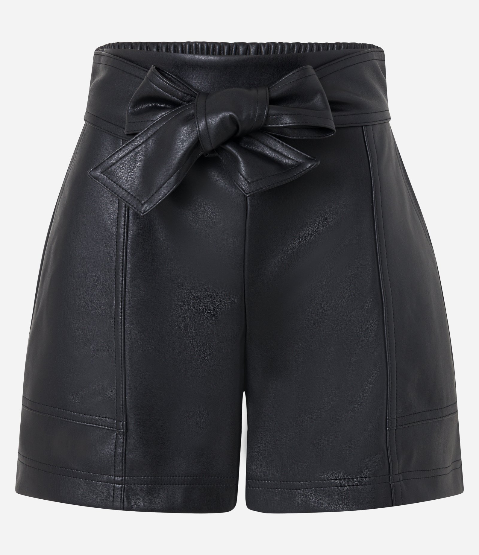 Short Curto em Pu com Faixa e Amarração Frontal Preto 5