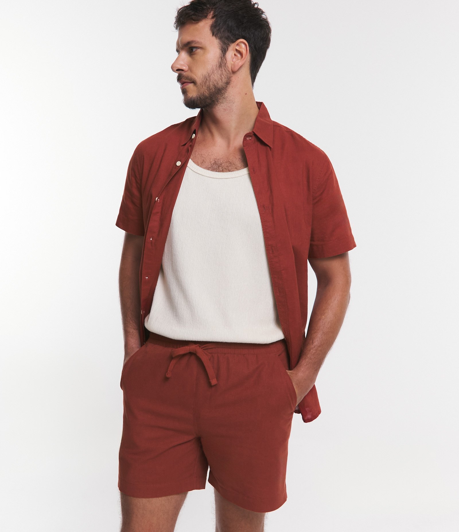 Bermuda em Algodão com Linho e Cós Elástico 2