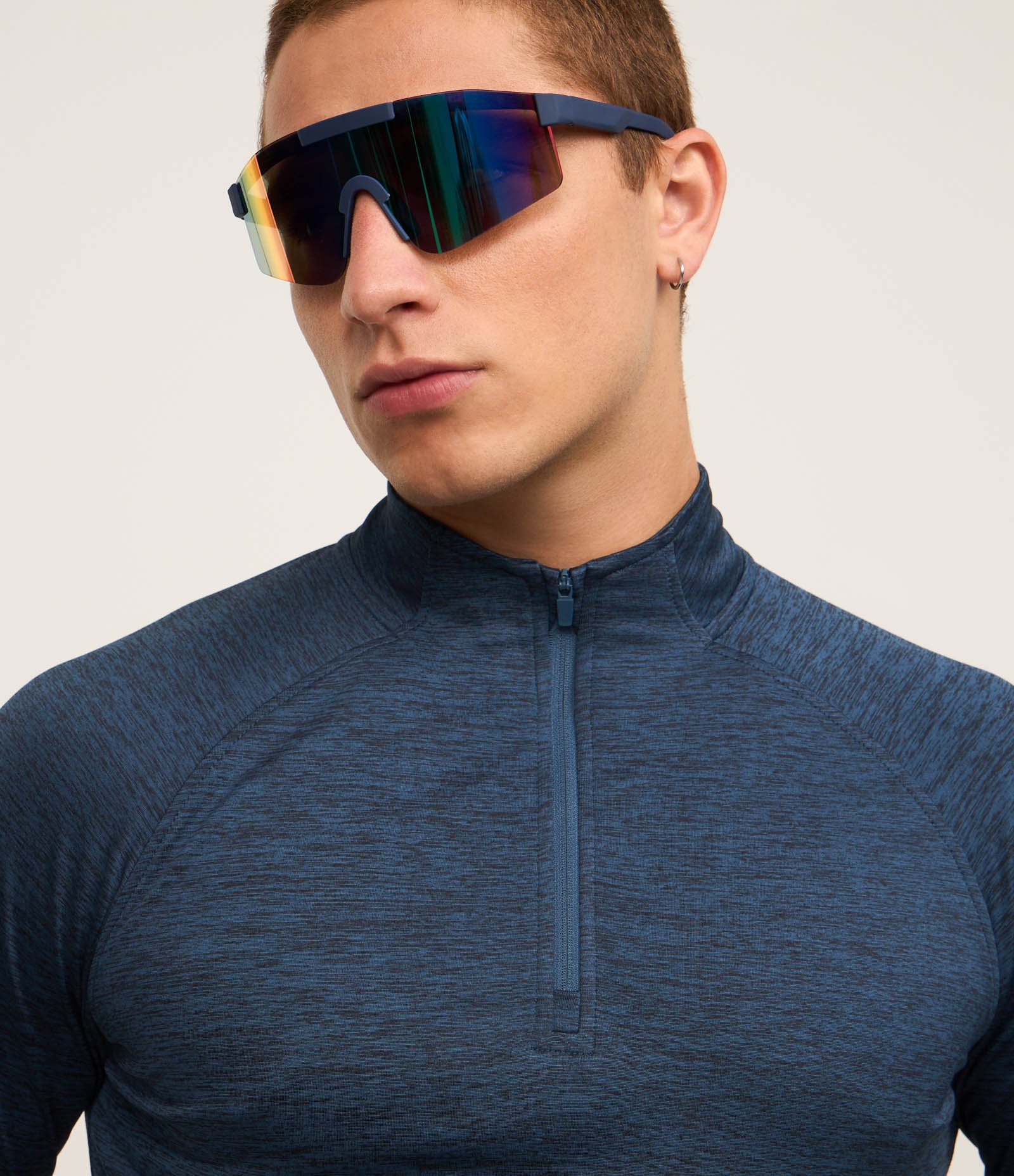 Camiseta Térmica Esportiva com Zíper na Gola e Recortes Azul 4