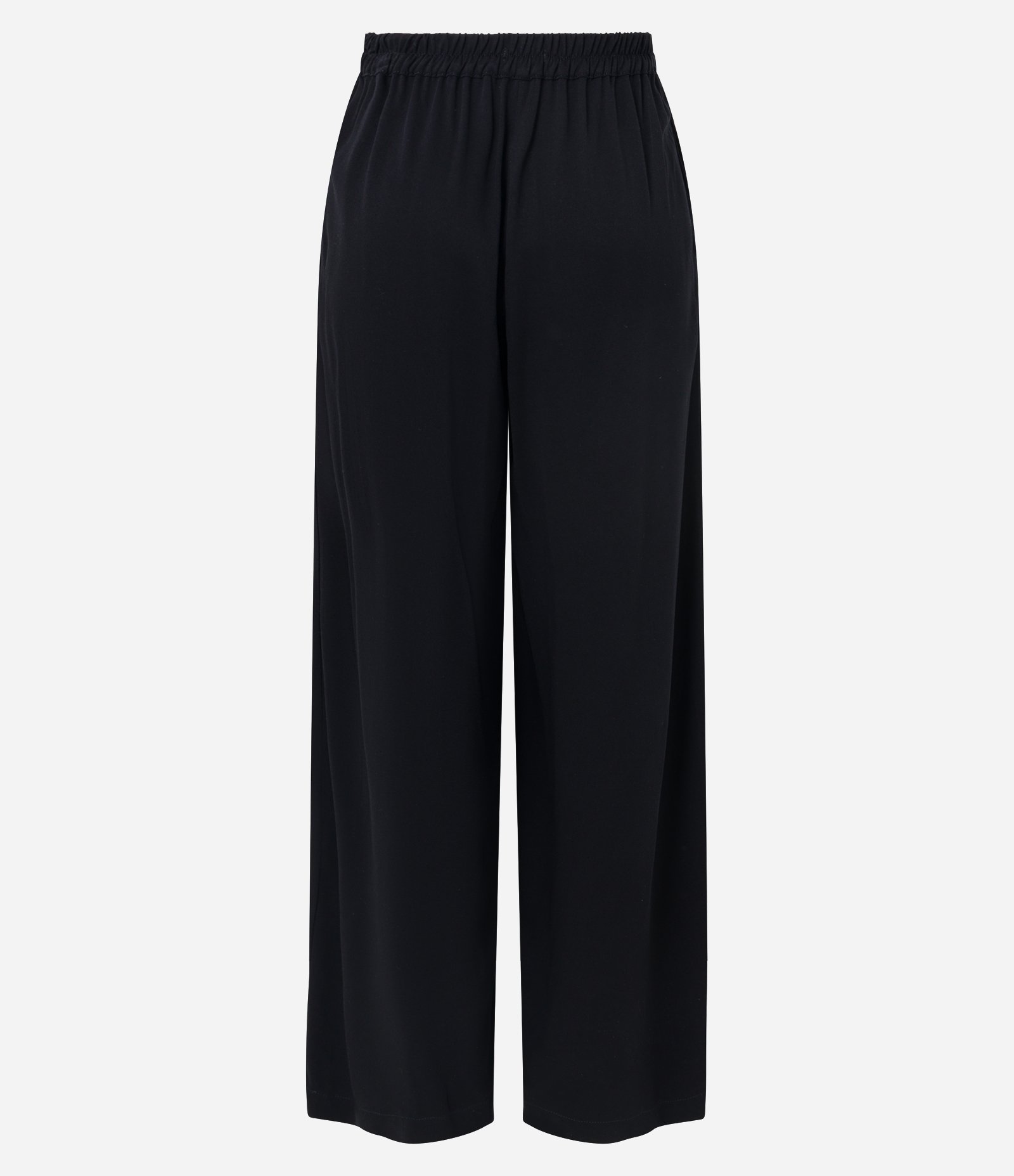 Calça Pantalona em Viscose com Cós Elástico nas Costas Preto 8