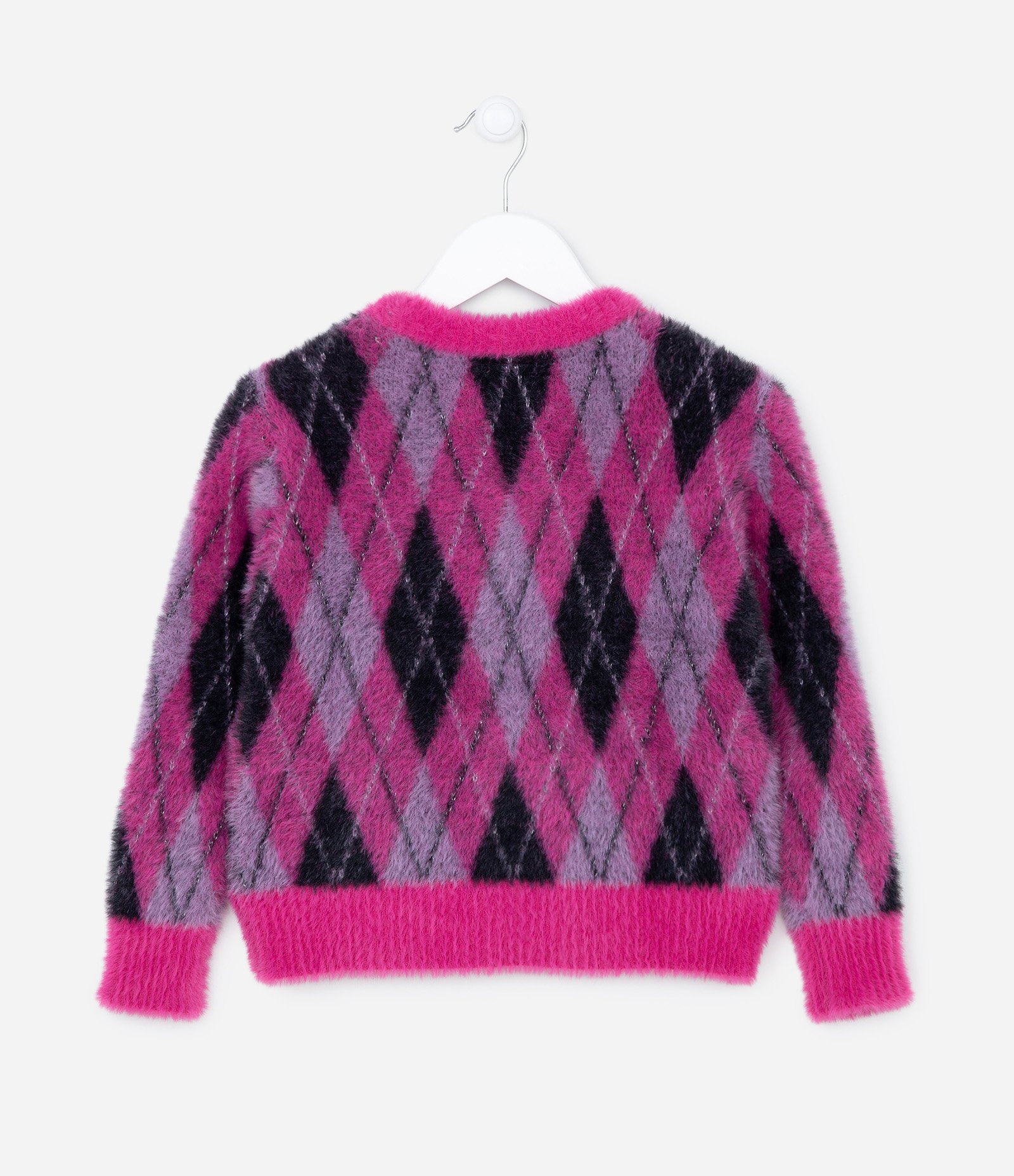 Blusão Infantil Peludinho com Estampa Geométrica - Tam 5 A 14 Anos Rosa 2