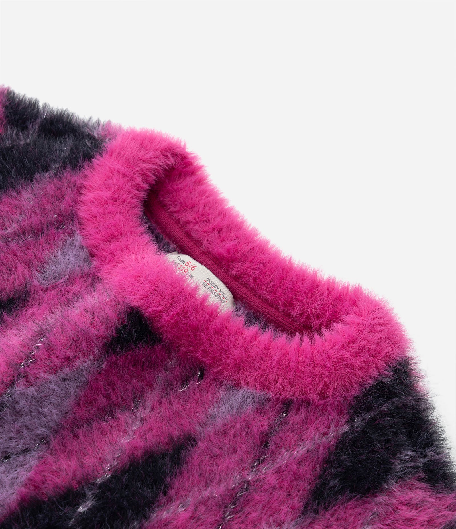 Blusão Infantil Peludinho com Estampa Geométrica - Tam 5 A 14 Anos Rosa 5