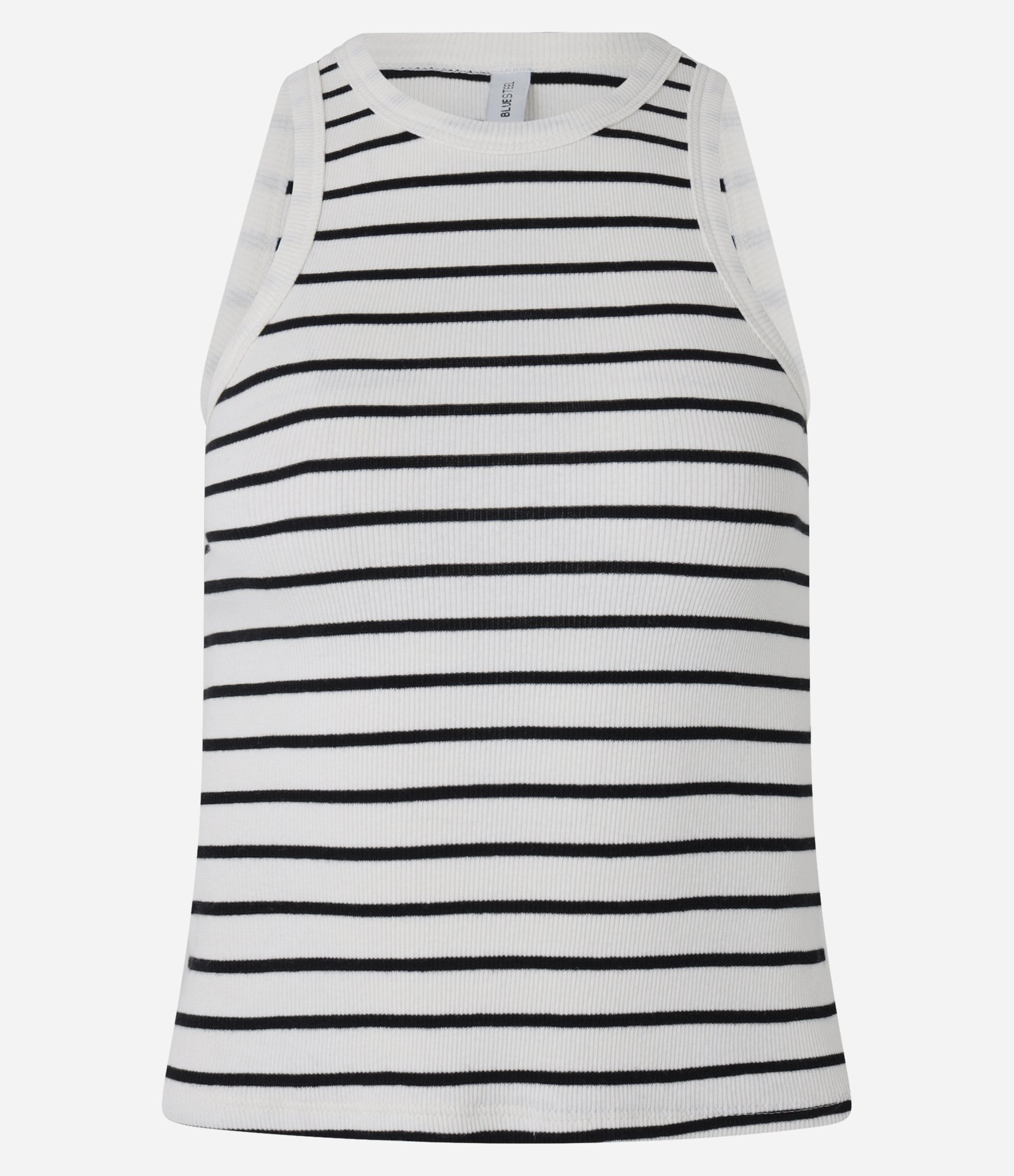 Blusa Regata Básica em Ribana Listrada Branco 4