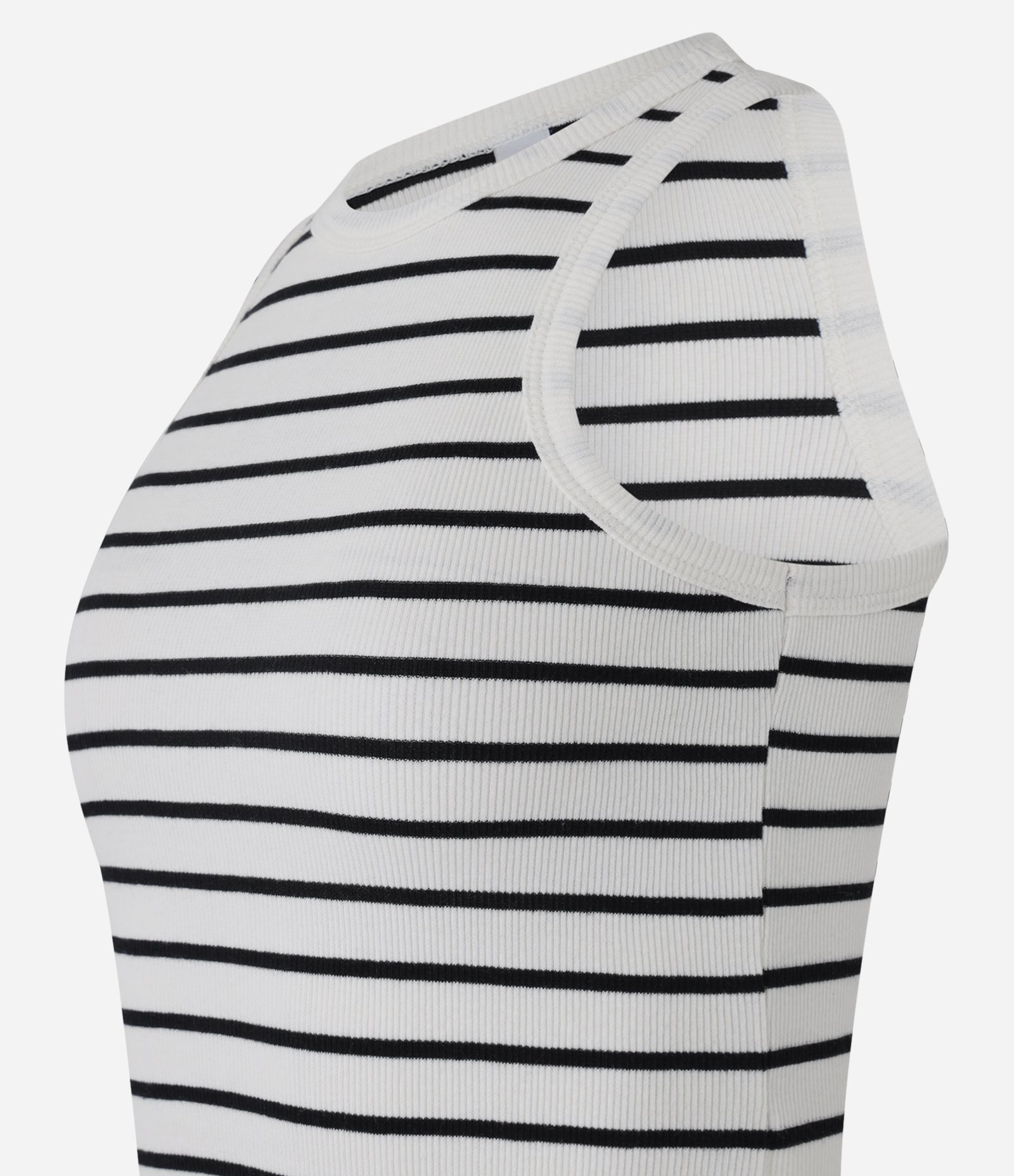 Blusa Regata Básica em Ribana Listrada Branco 5