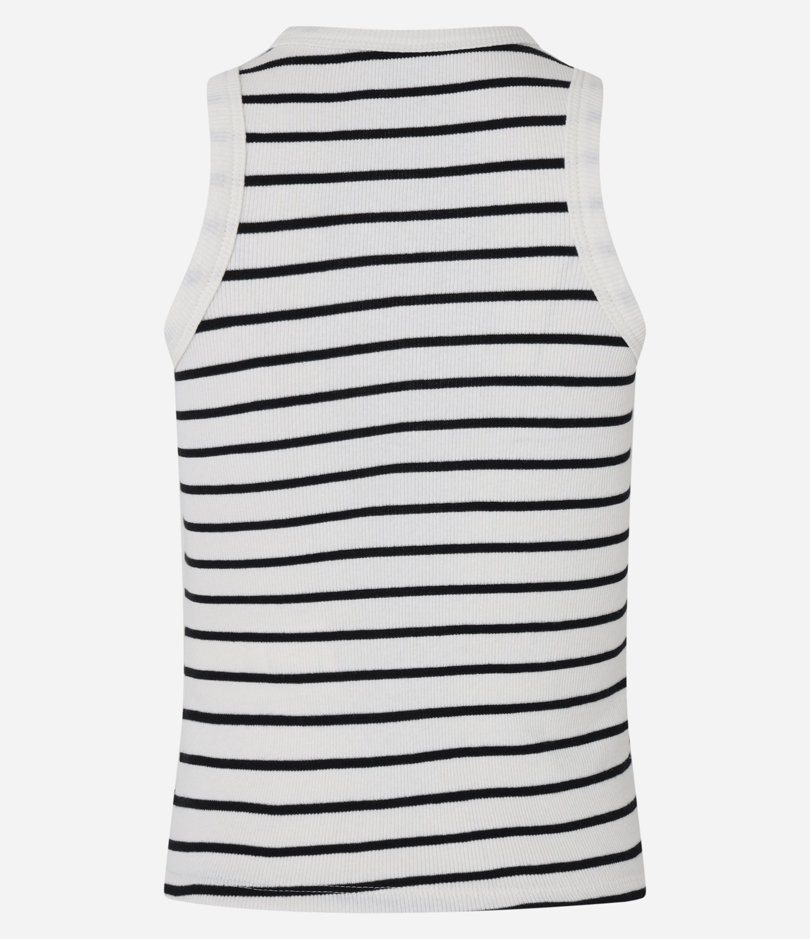 Blusa Regata Básica em Ribana Listrada Branco 6