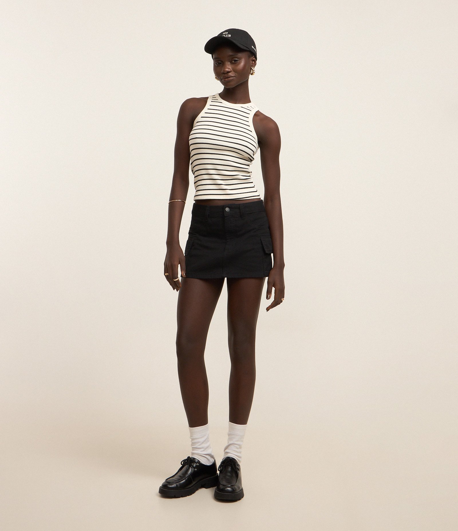 Blusa Regata Básica em Ribana Listrada Branco 2