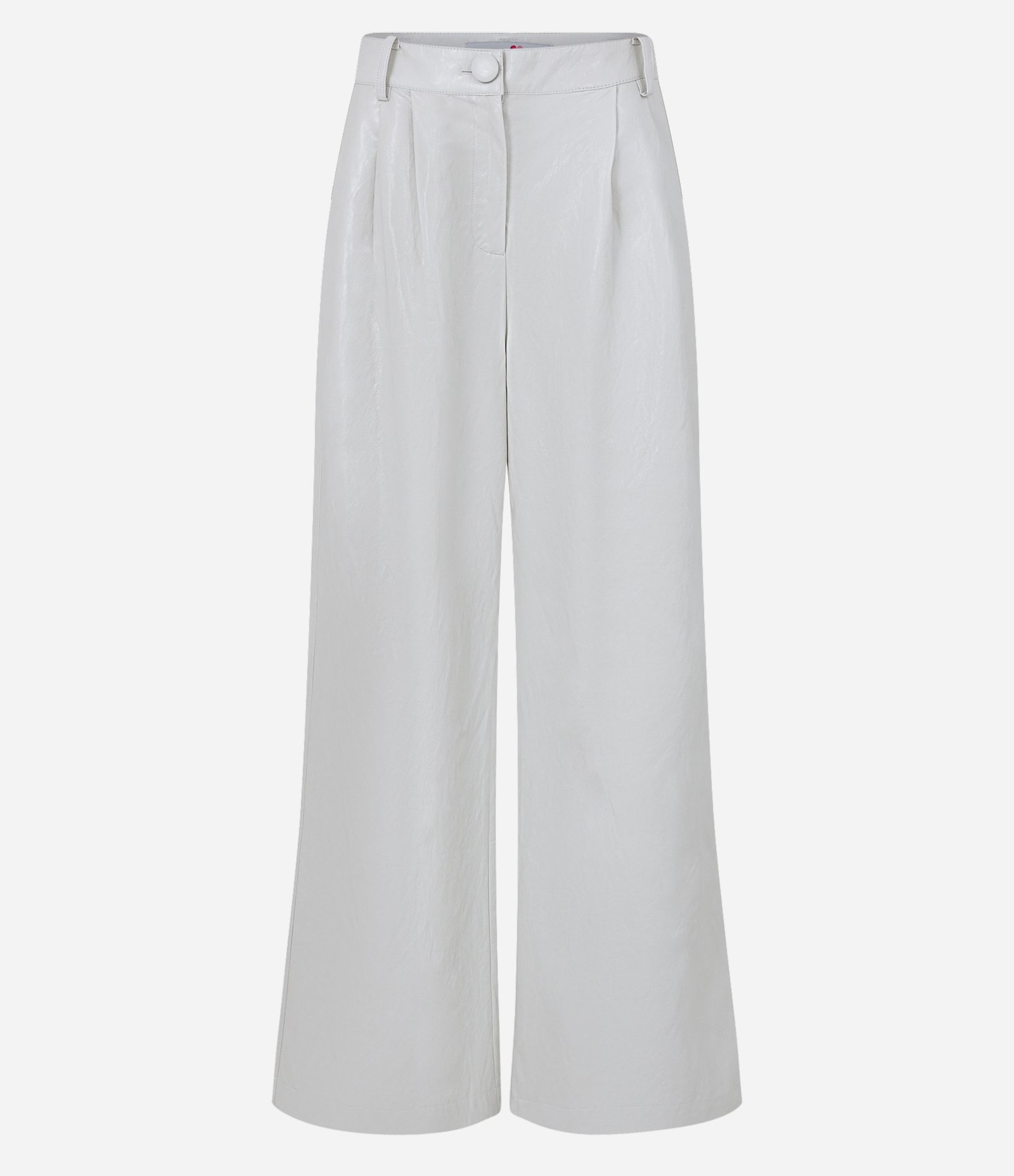 Calça Pantalona em PU com Pregas Off White 5