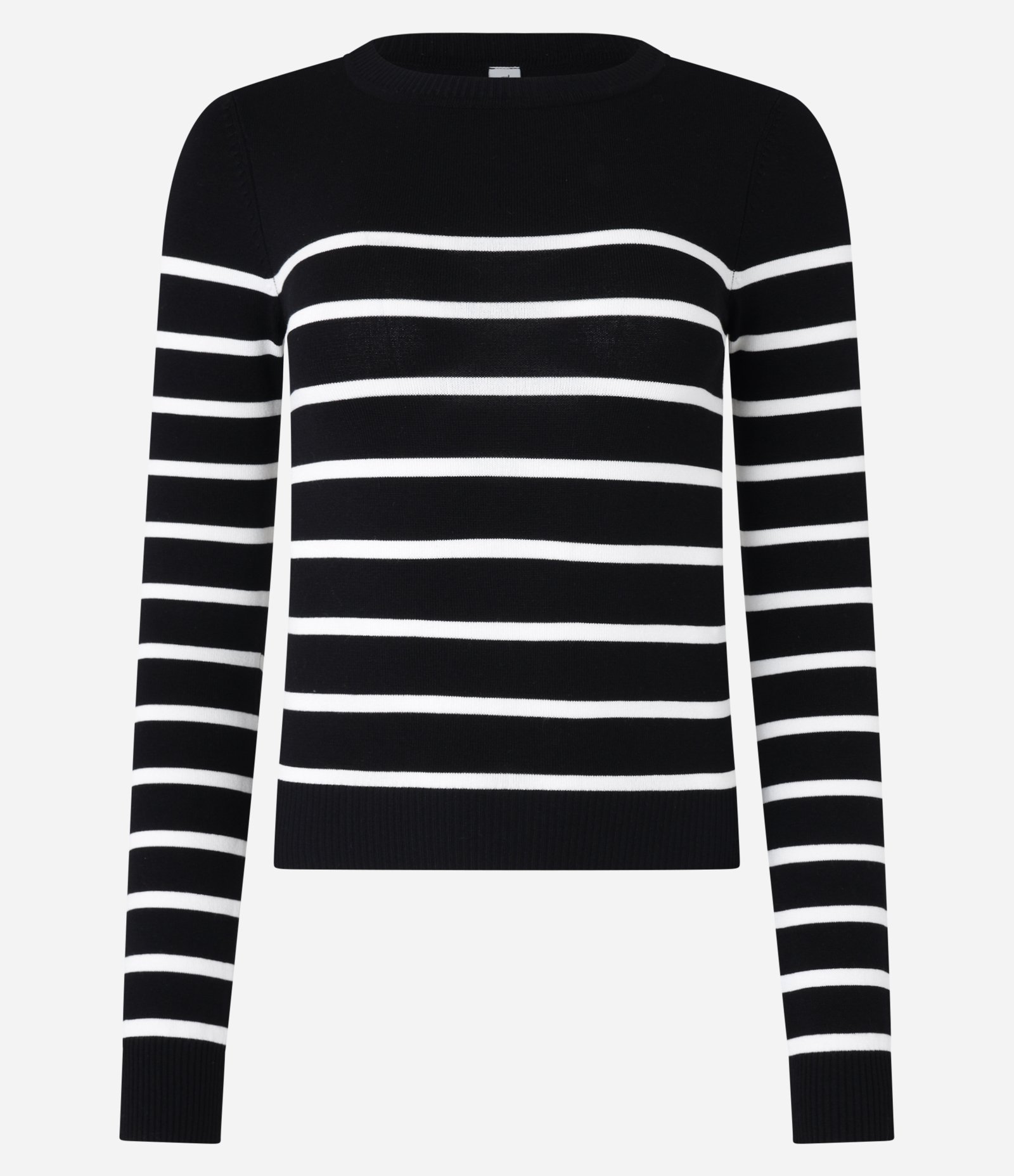 Blusa Manga Longa em Viscose Listrada Preto 5