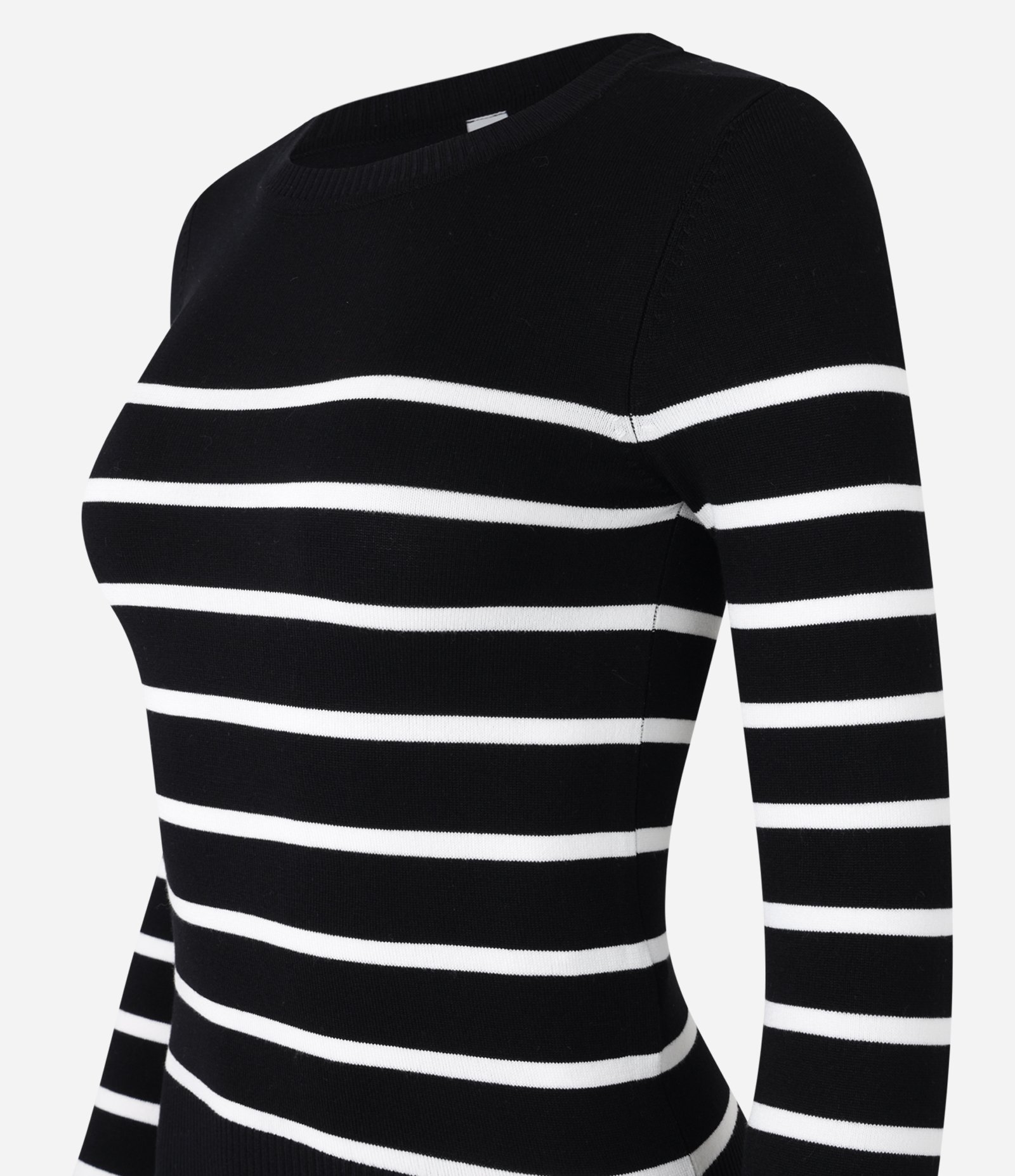 Blusa Manga Longa em Viscose Listrada Preto 6