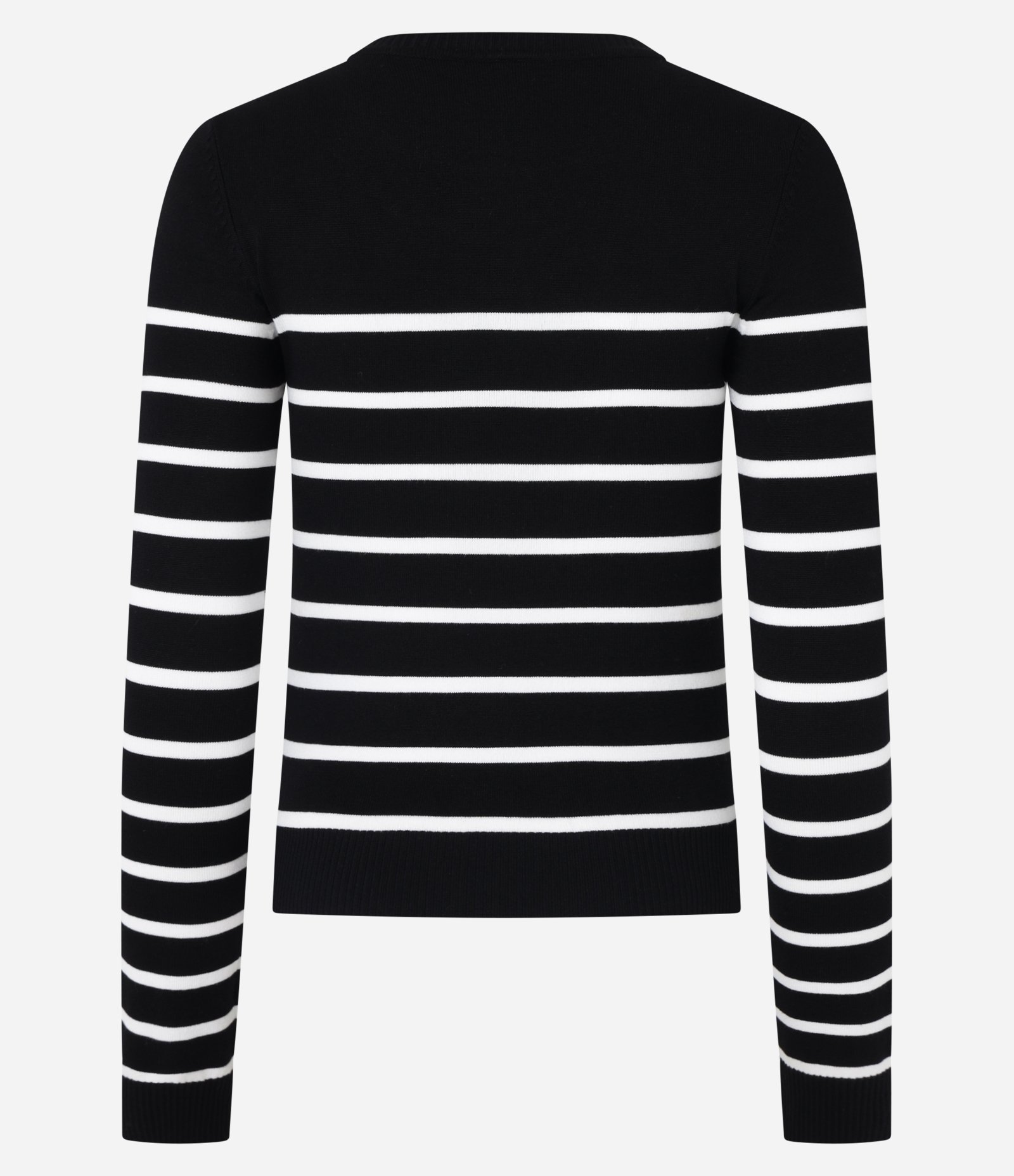 Blusa Manga Longa em Viscose Listrada Preto 7