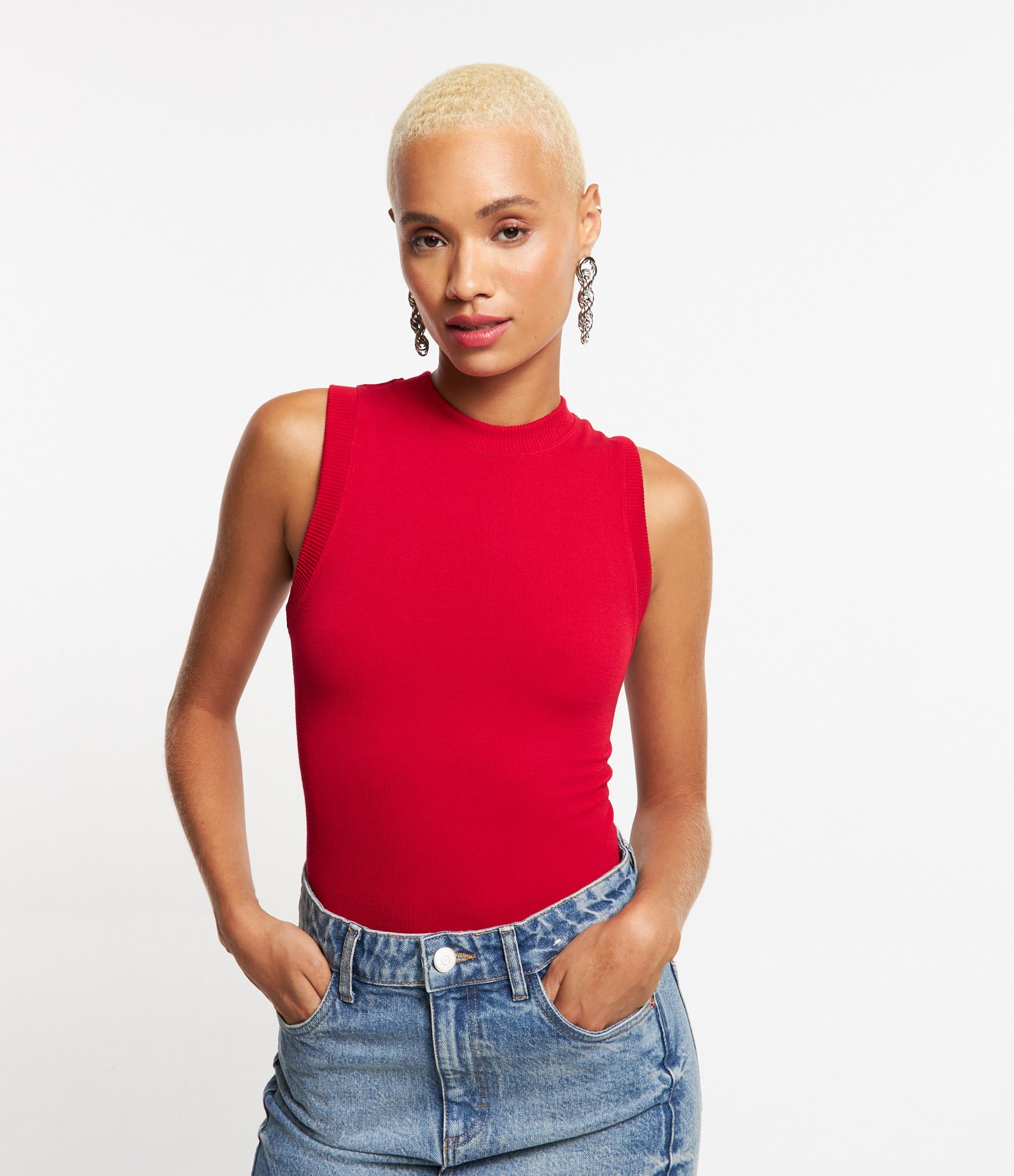 Body sem Manga Seamless com Textura Vermelho 1