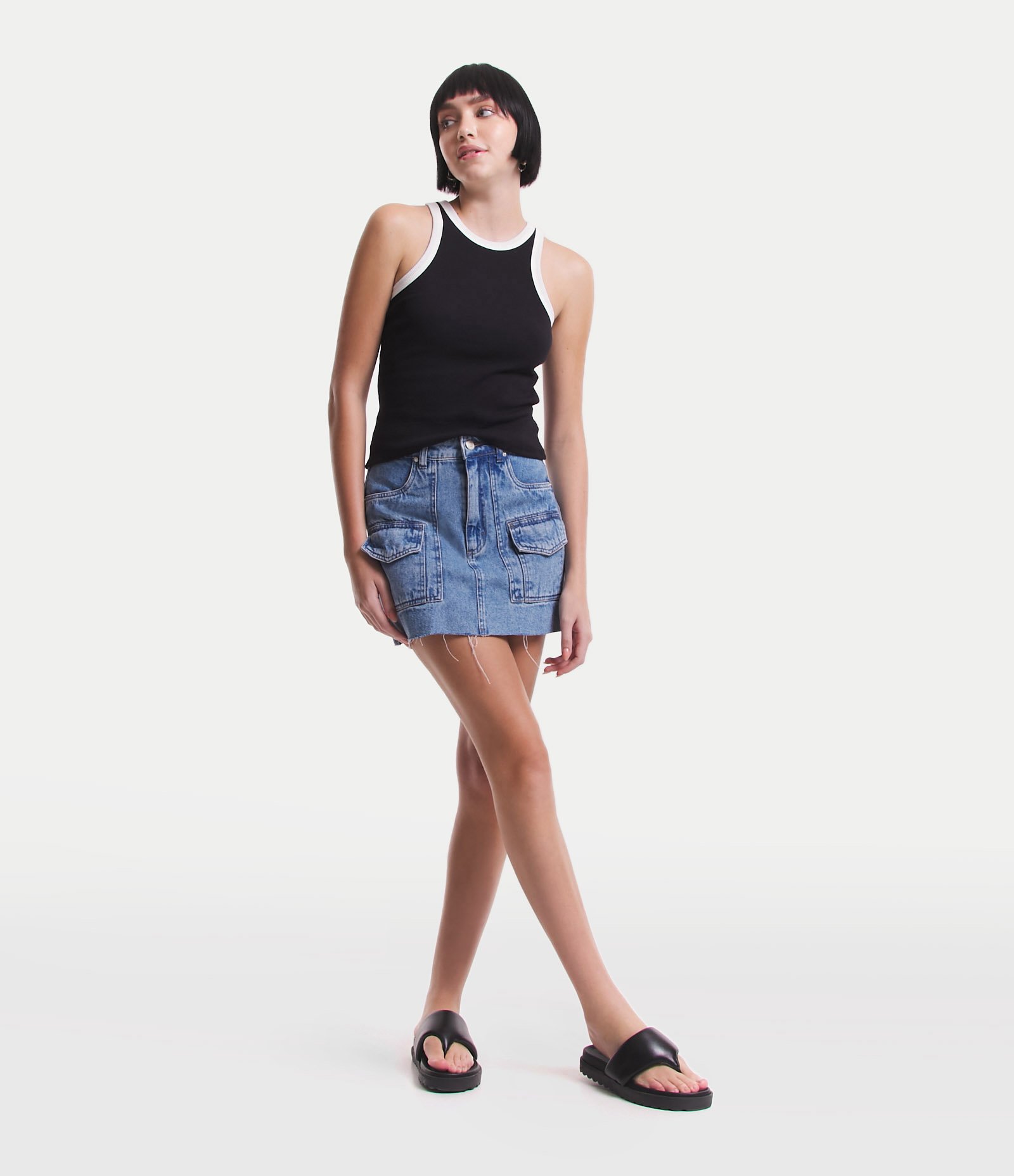 Blusa Regata em Ribana com Cava Contrastante 2