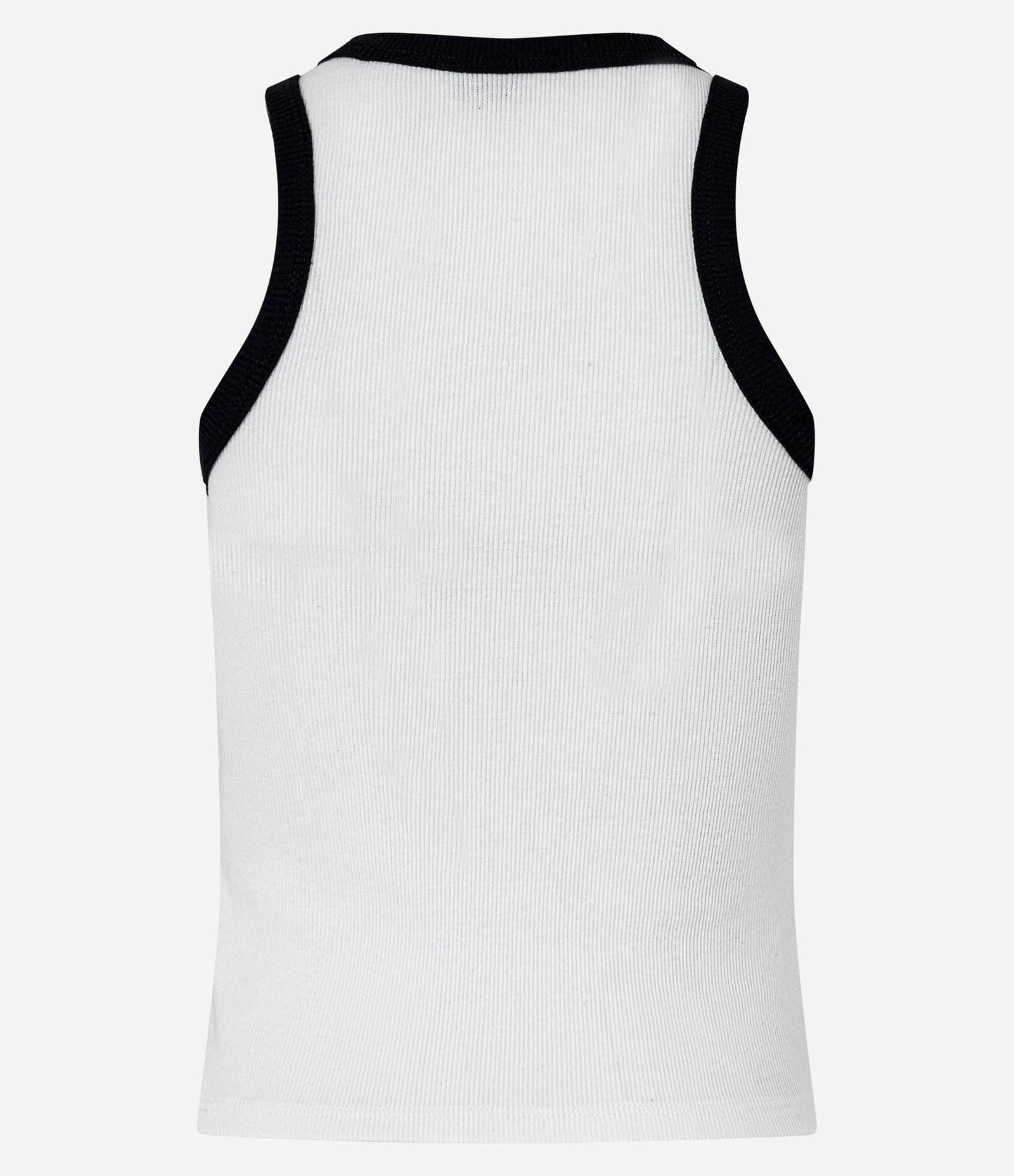 Blusa Regata em Ribana com Cava Contrastante Branco 7