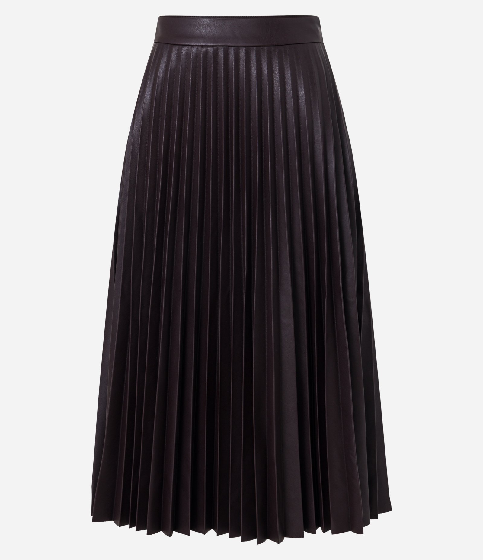Saia Midi em Material Sintético com Textura Plissada Preto 6