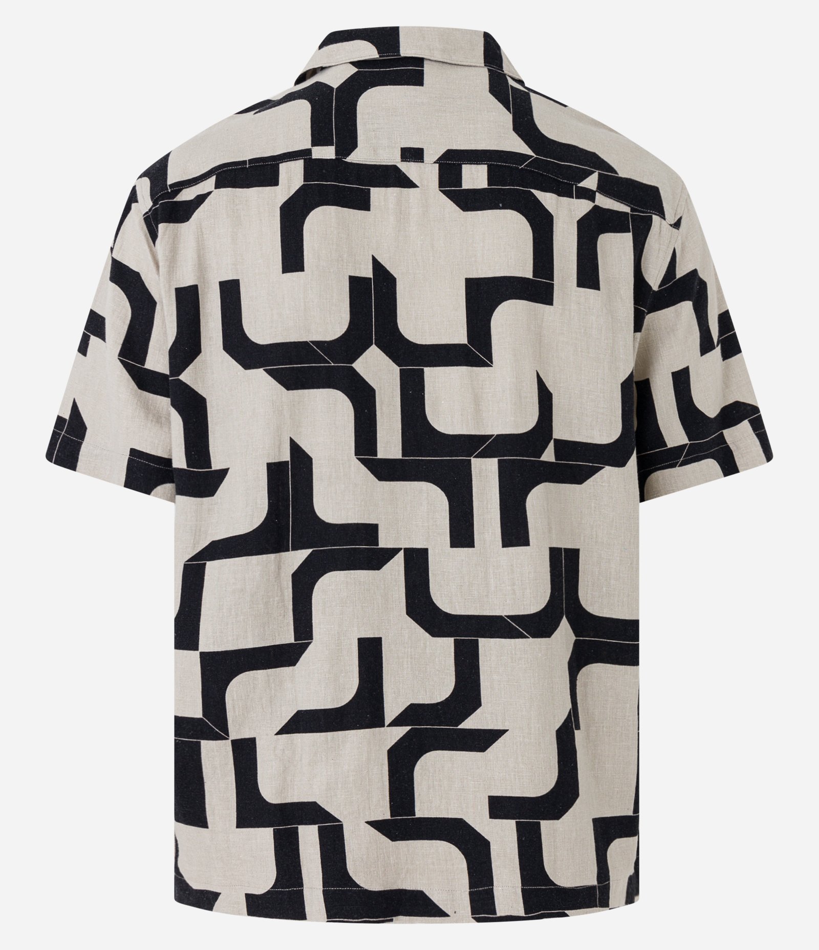 Camisa em Viscolinho com Estampado Geométrico Bege/Preto 10