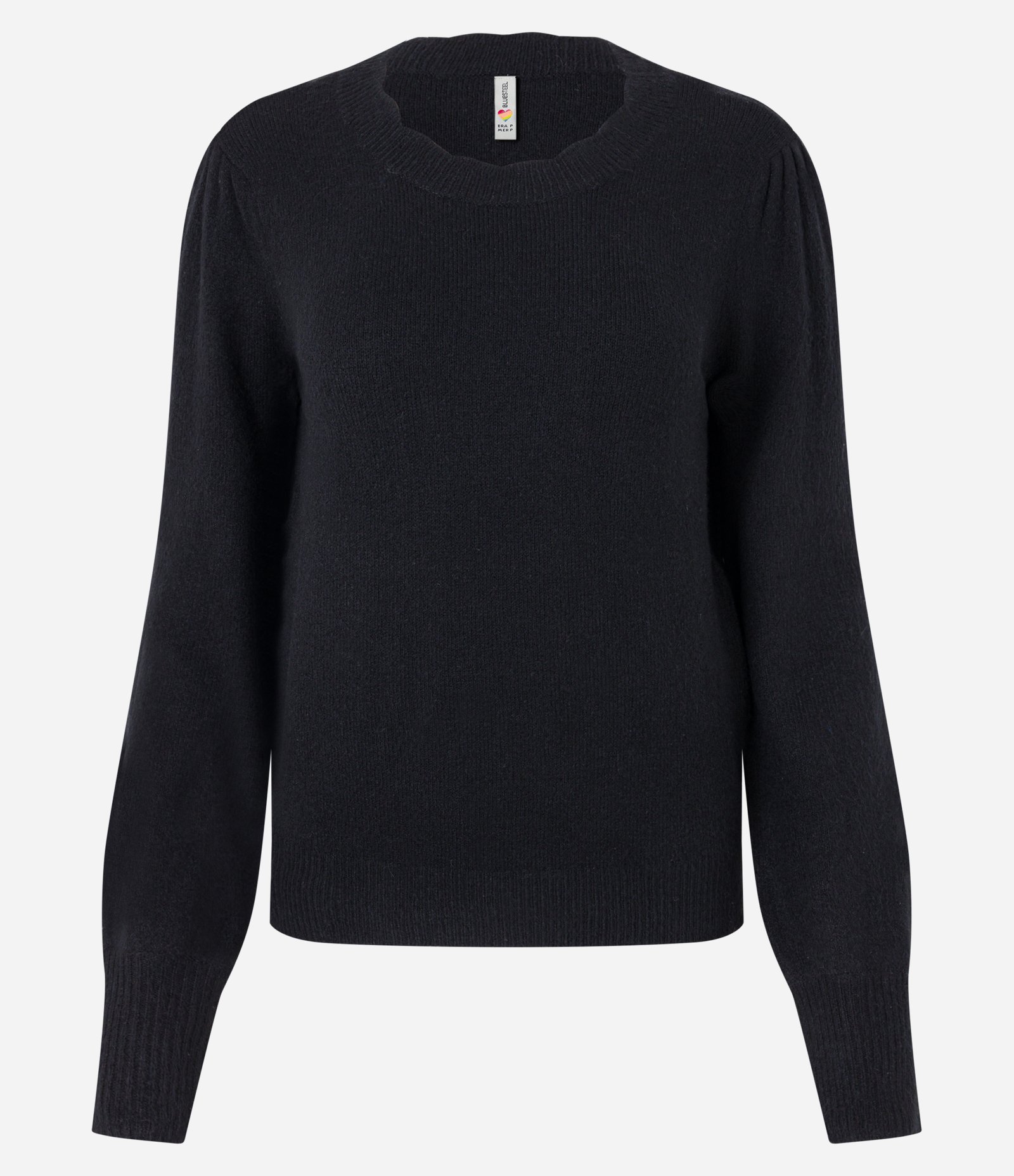 Suéter em Tricô com Scallop na Gola e Botãozinho no Punho Preto 7