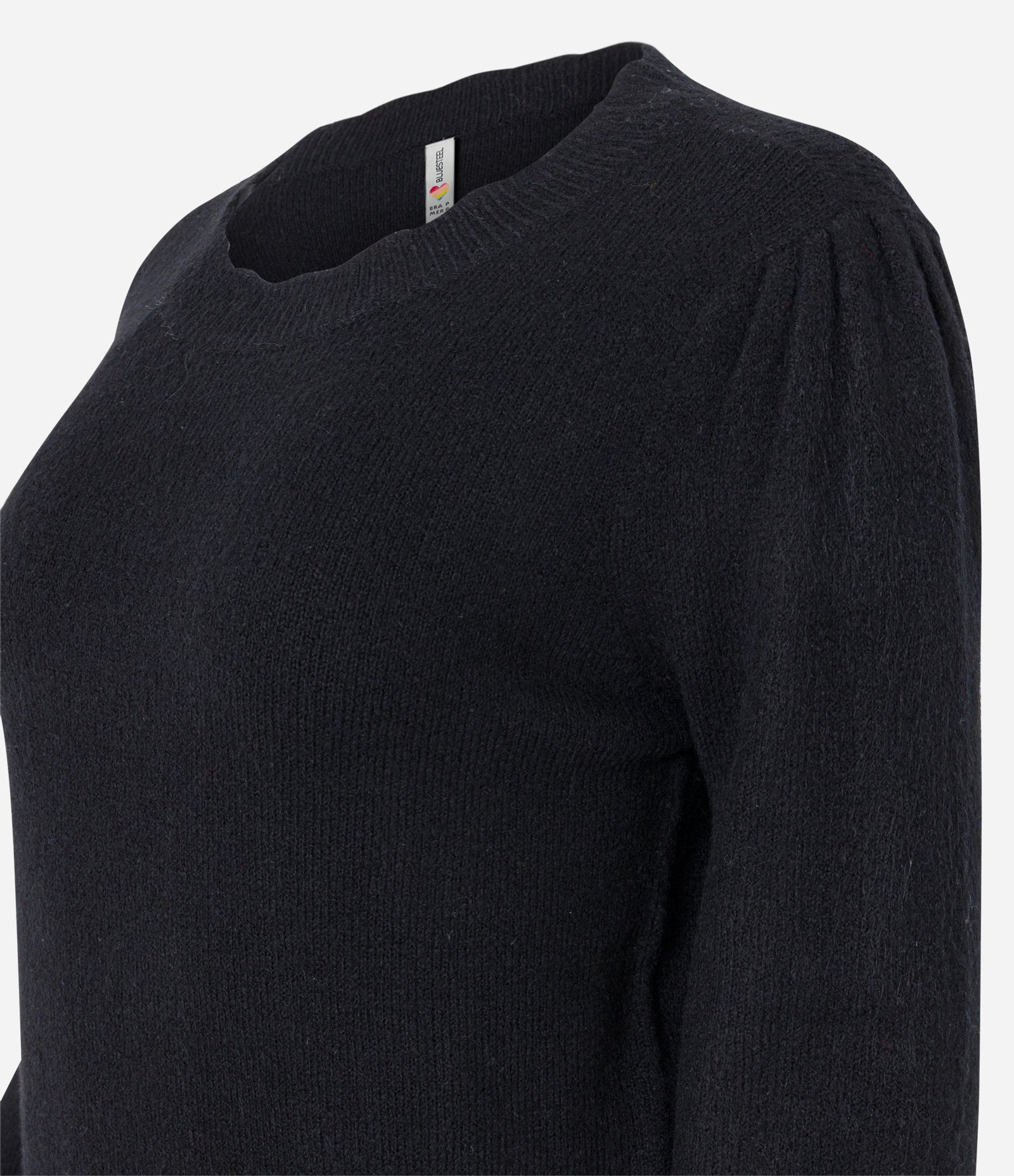 Suéter em Tricô com Scallop na Gola e Botãozinho no Punho Preto 8