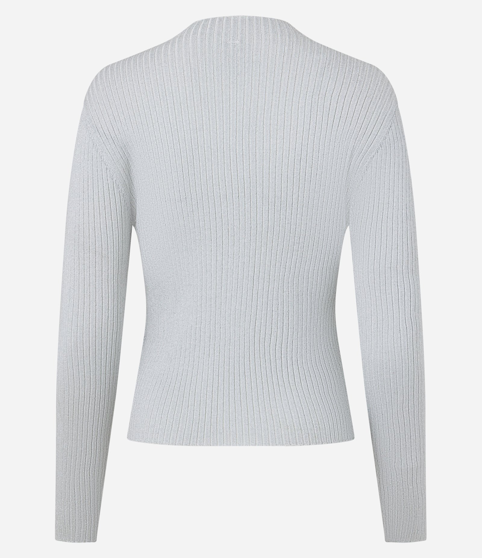 Blusa em Tricô Canelado com Fio Metalizado e Detalhe em V Branco 7