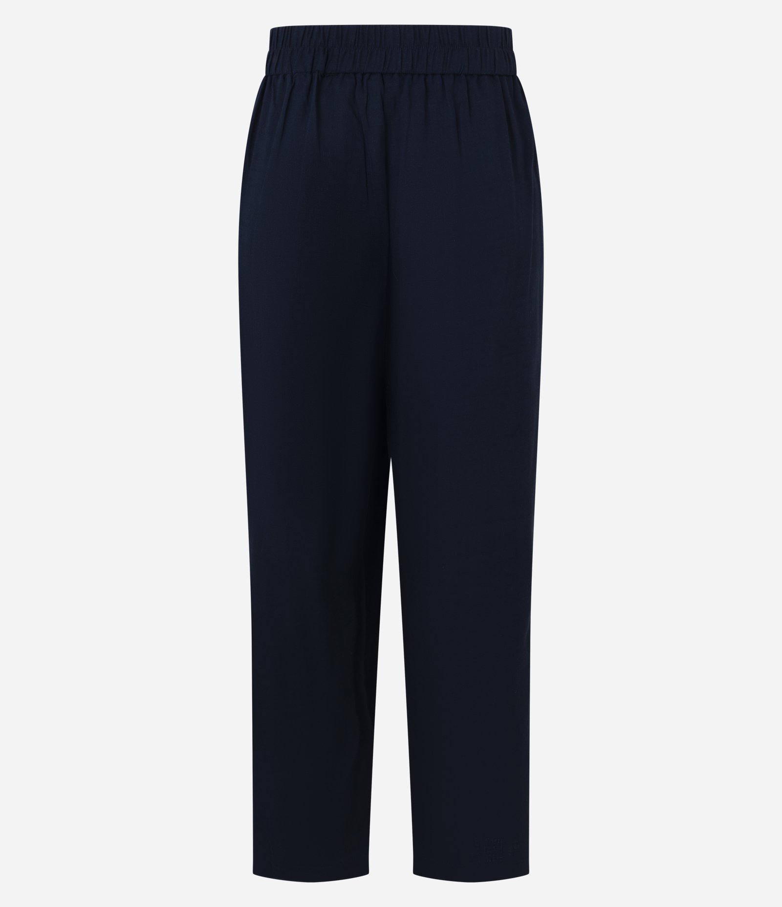 Calça Fluída em Viscolinho com Cós Elástico e Amarração Azul Marinho 7