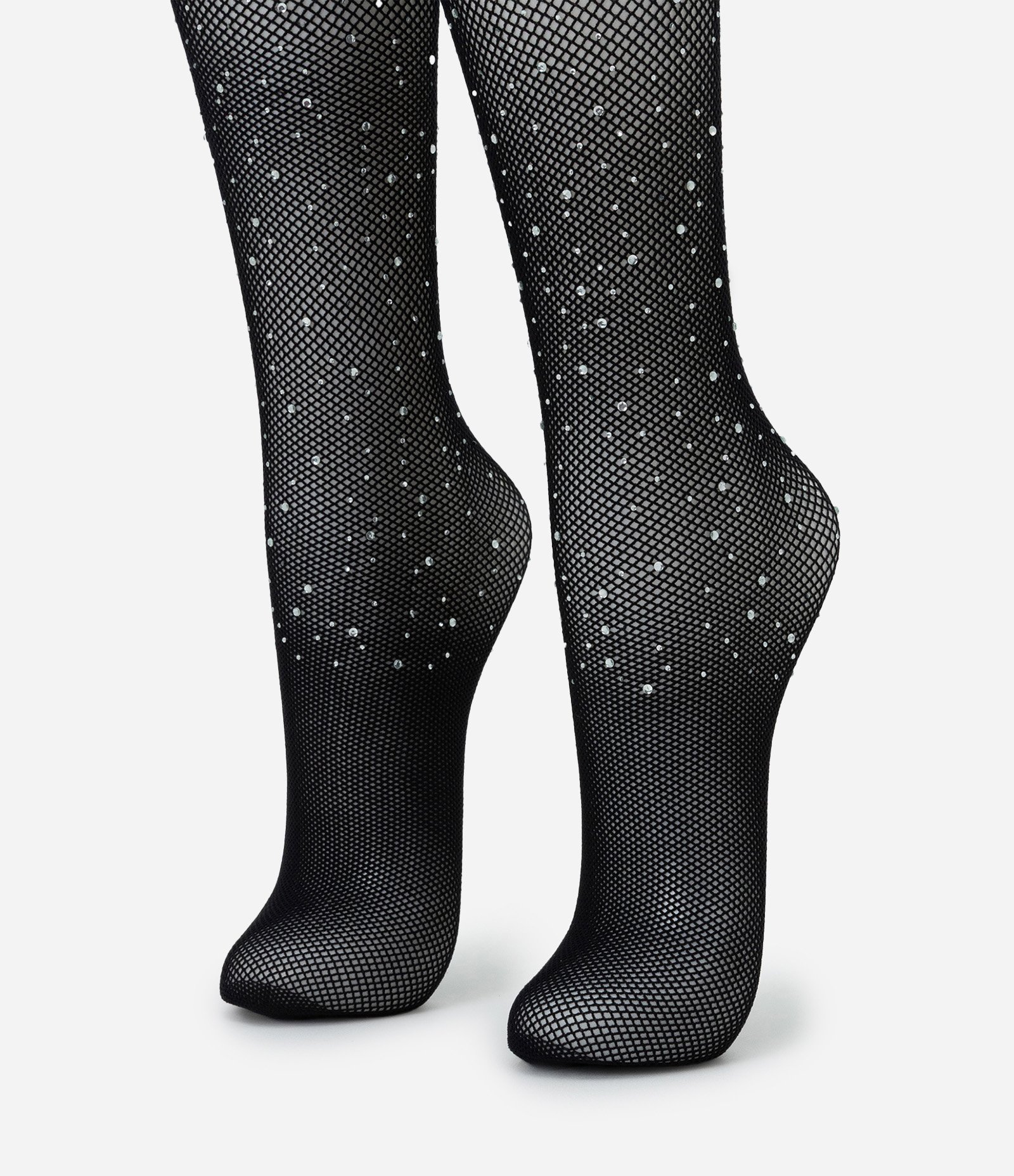 Meia Calça Arrastão com Detalhe em Strass Preto 1