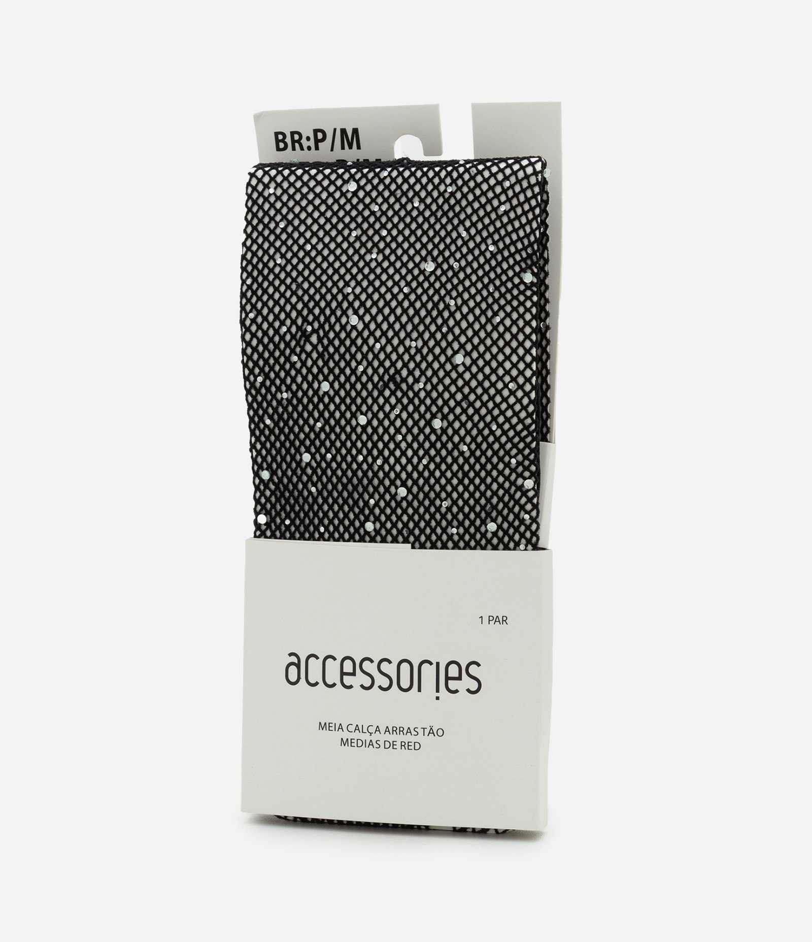 Meia Calça Arrastão com Detalhe em Strass Preto 2