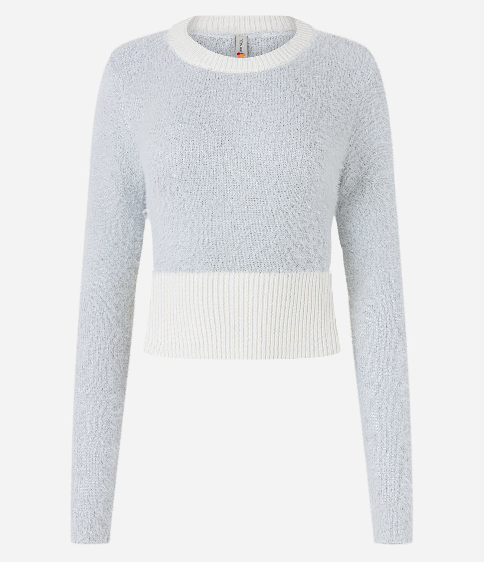 Suéter Curto em Tricô com Pelinhos e Fio Metalizado Branco 5