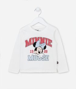 Camiseta Infantil com Estampa College Minnie Mouse - Tam 1 a 6 Anos