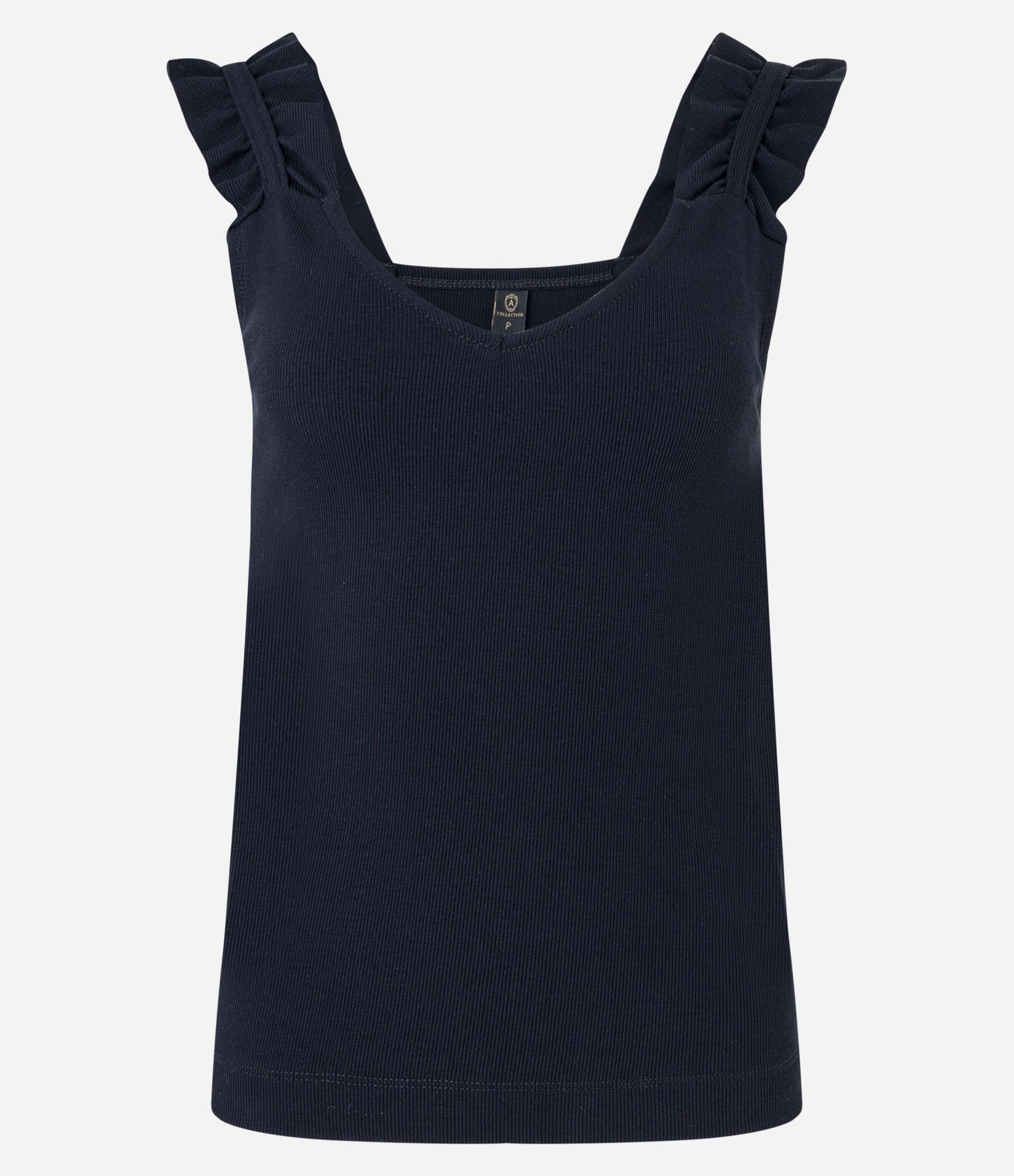 Blusa em Ribana com Franzido na Alça Larga e Decote U Preto 1