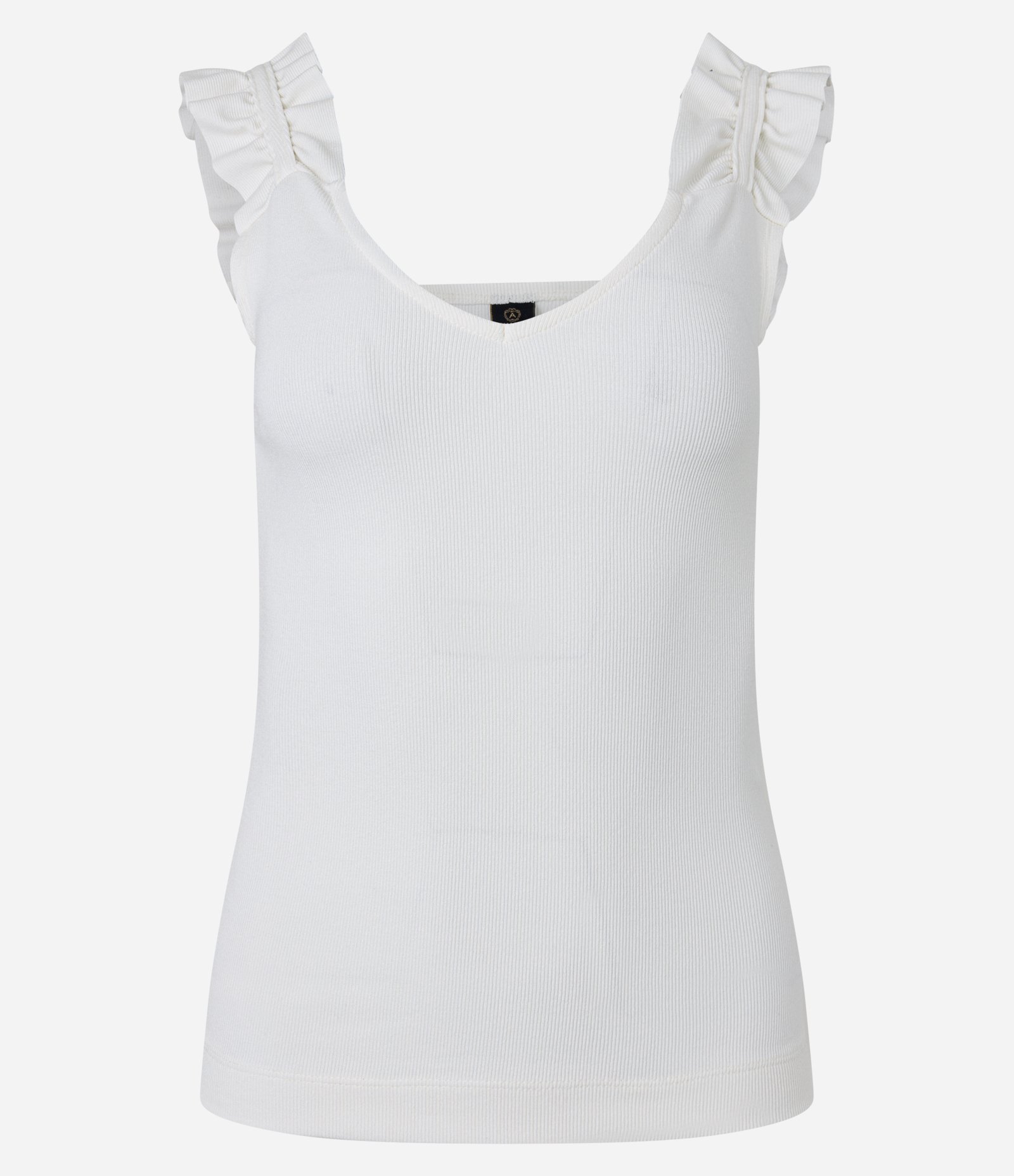 Blusa em Ribana com Franzido na Alça Larga e Decote U Off White 1