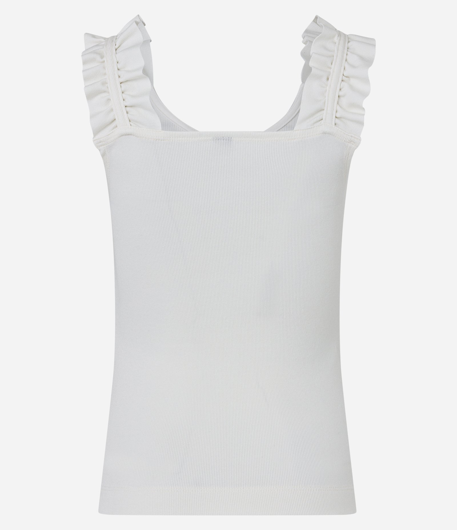 Blusa em Ribana com Franzido na Alça Larga e Decote U Off White 3