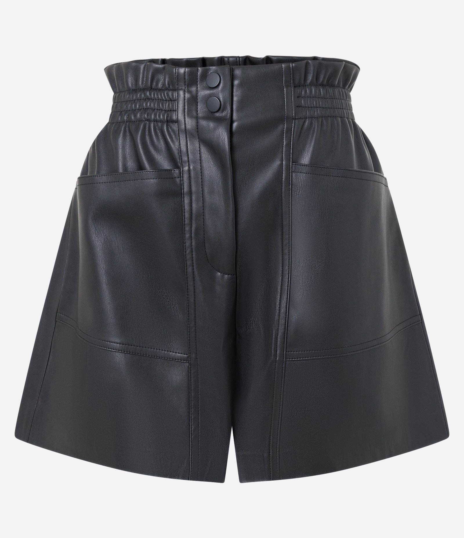 Short Clochard em PU com Cós Elástico e Bolsos Grandes Preto 6