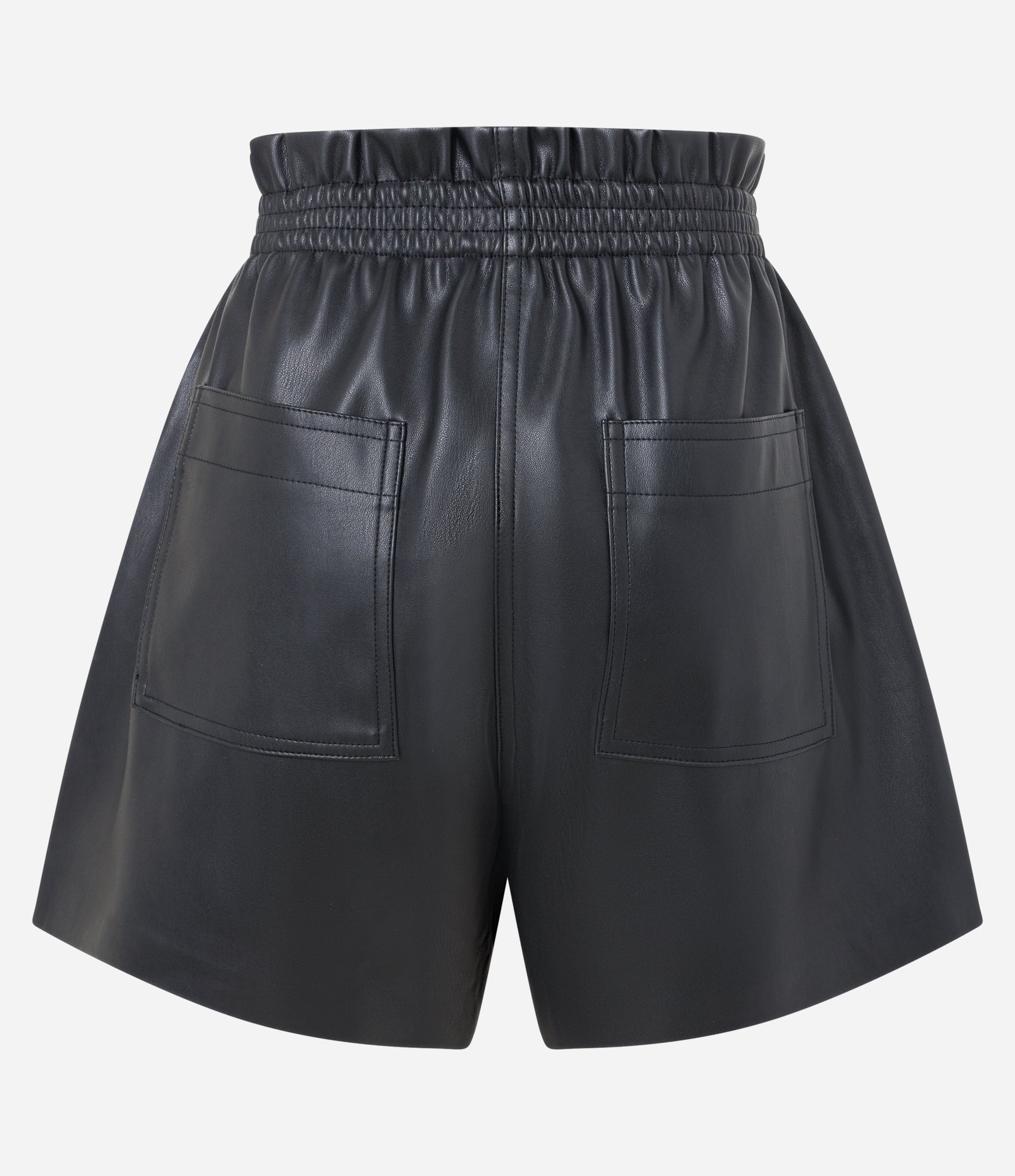 Short Clochard em PU com Cós Elástico e Bolsos Grandes Preto 7