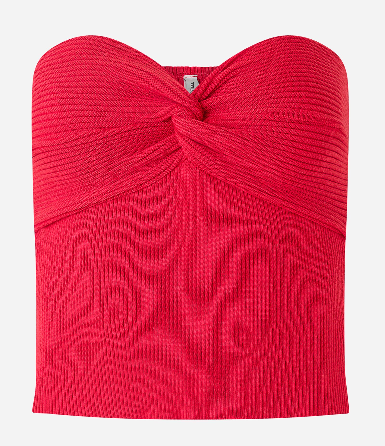 Blusa Cropped em Tricô Tomara que Caia com Busto Torcido Vermelho 5