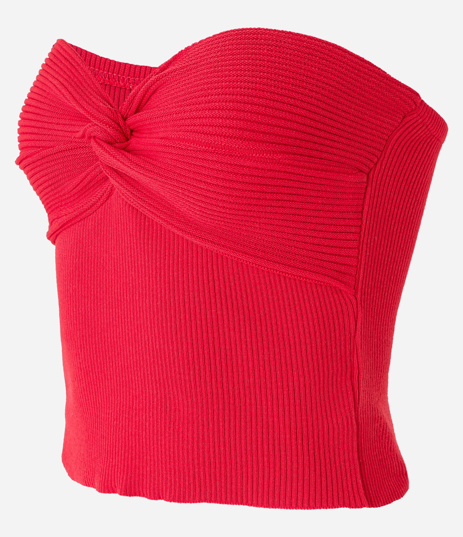 Blusa Cropped em Tricô Tomara que Caia com Busto Torcido Vermelho 6